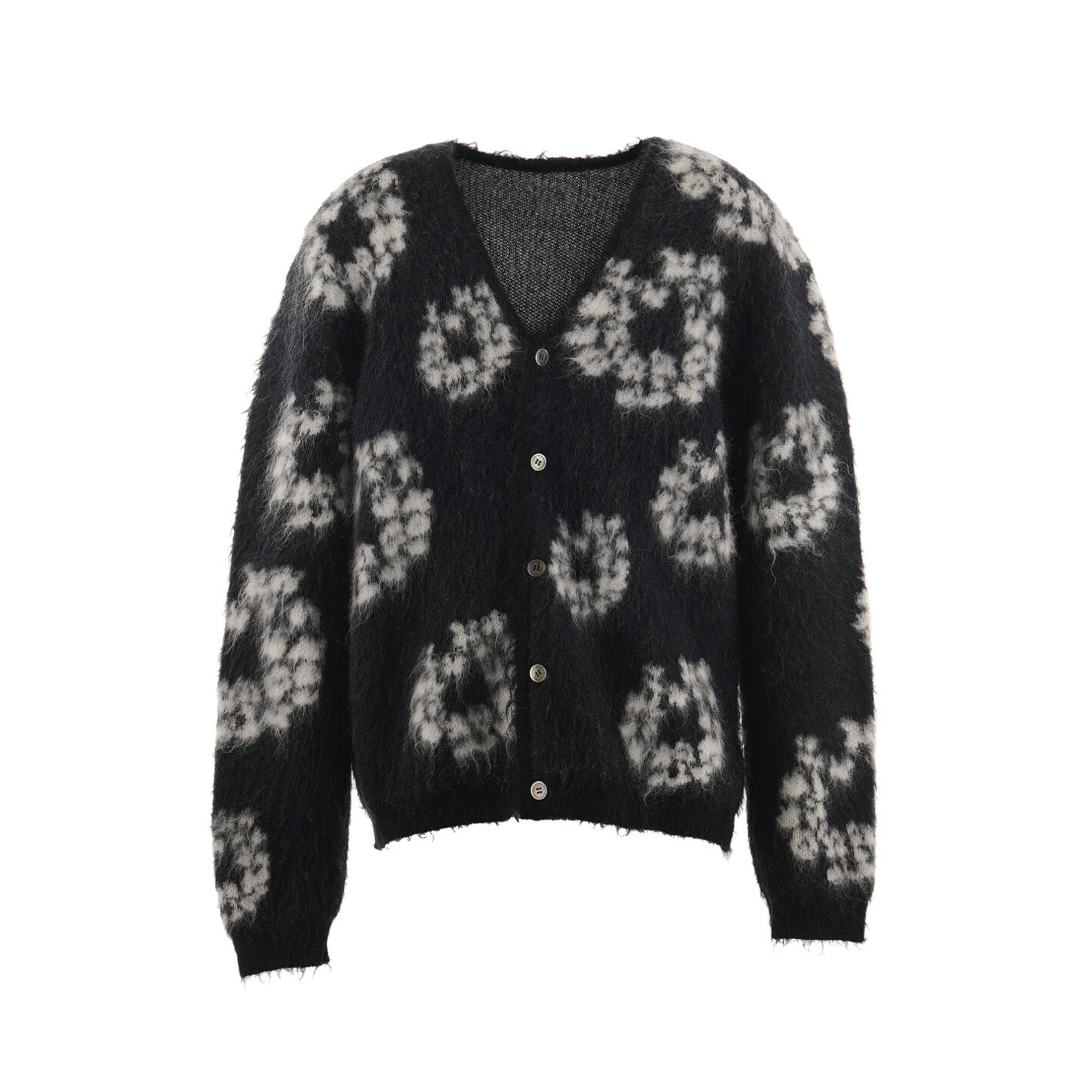 NIGO Denim Tears X Saint Michael Men's Vintage Black And White Kapok Wool Knit Sweater Fashion Casual Mohair Cardigan Single Breasted Knitted Jacket Ngvp #nigo9824