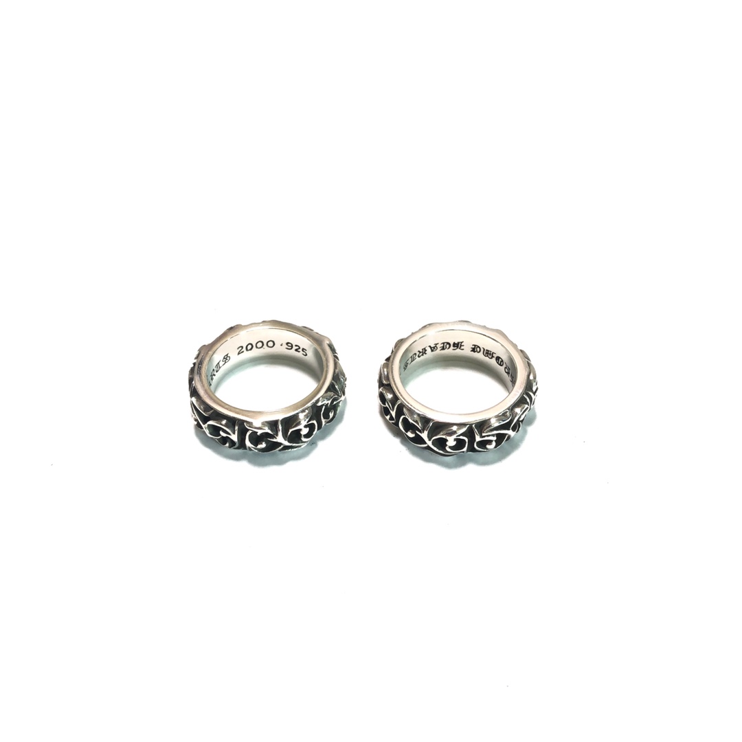 NIGO Chrome Hearts Men's and Women's Silver Crucifix Logo Punk Rock Couple's Ring Jewelry #nigo74862