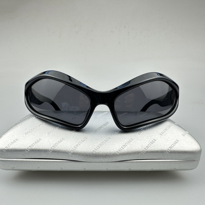 NIGO Balenciaga Women's Black Lens Legs Logo Monogram Nylon Irregular Shape Sunglasses Eyeglasses Glasses #nigo74874