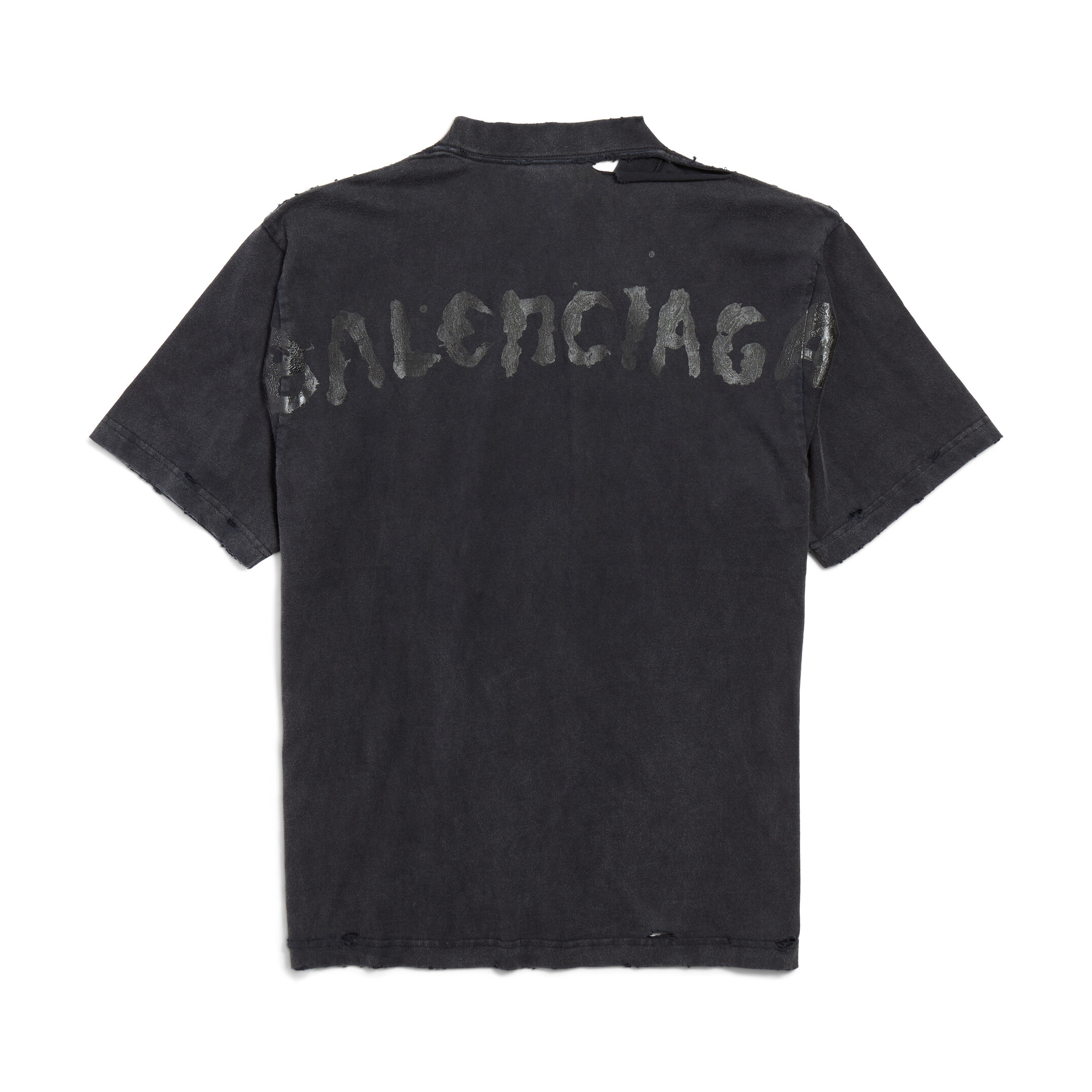 NIGO Balenciaga Women's Summer Painted Faded Washed Black Vintage Plain Knit Regular Fit Short Sleeve T-Shirt #nigo74871