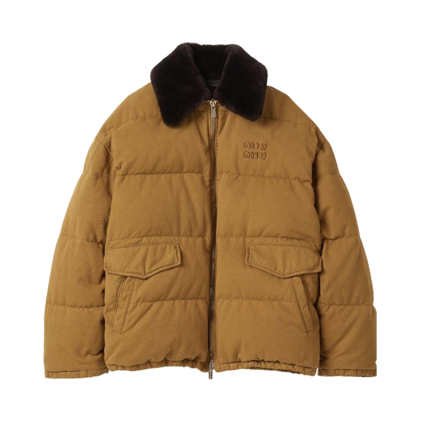 NIGO MiuMiu Women's Autumn and Winter Solid Color Letter Embroidery Lapel Zipper Casual Cotton Jacket #nigo74857