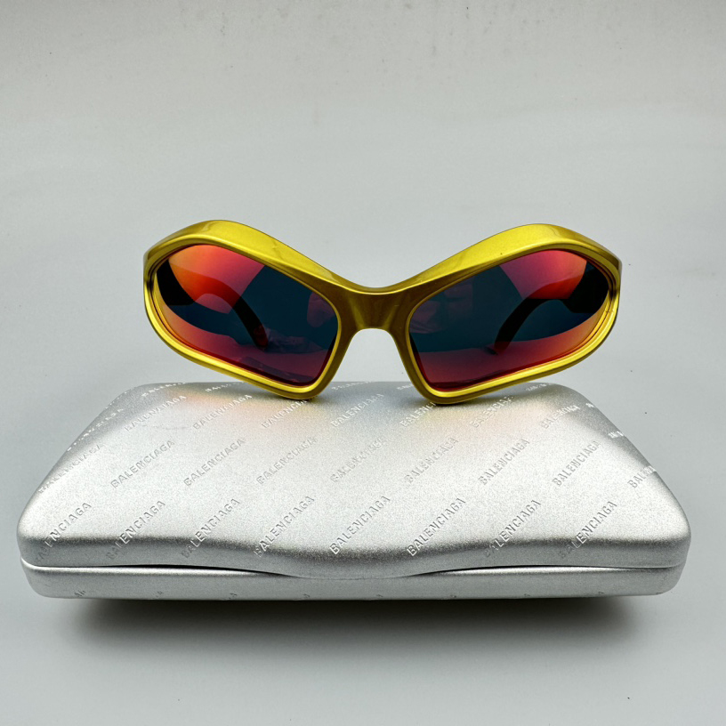 NIGO Balenciaga Women's Yellow Letter Logo Bio-Based Injection Molded Nylon Irregular Shape Sunglasses Eyeglasses Glasses #nigo74877