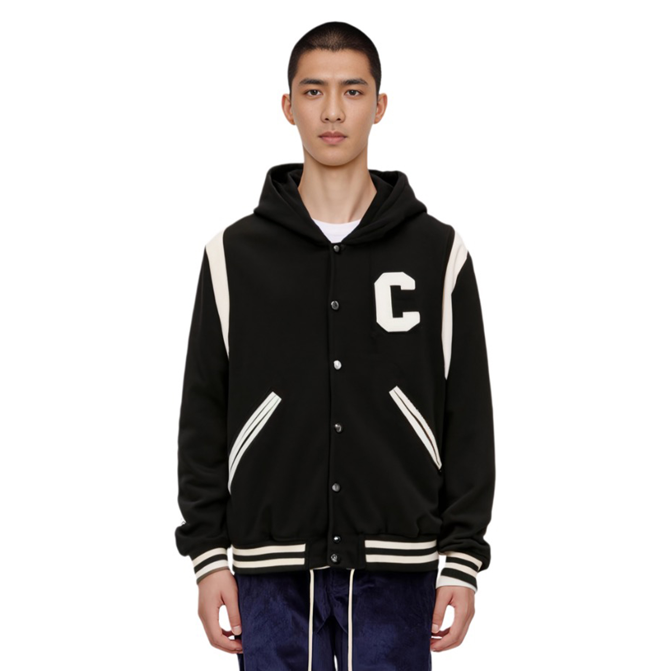 NIGO Celine Men's Spring And Autumn Colour Blocking Casual Single-breasted Jacket Logo Wool Blend Hooded Baseball Coat Jacket #nigo71844