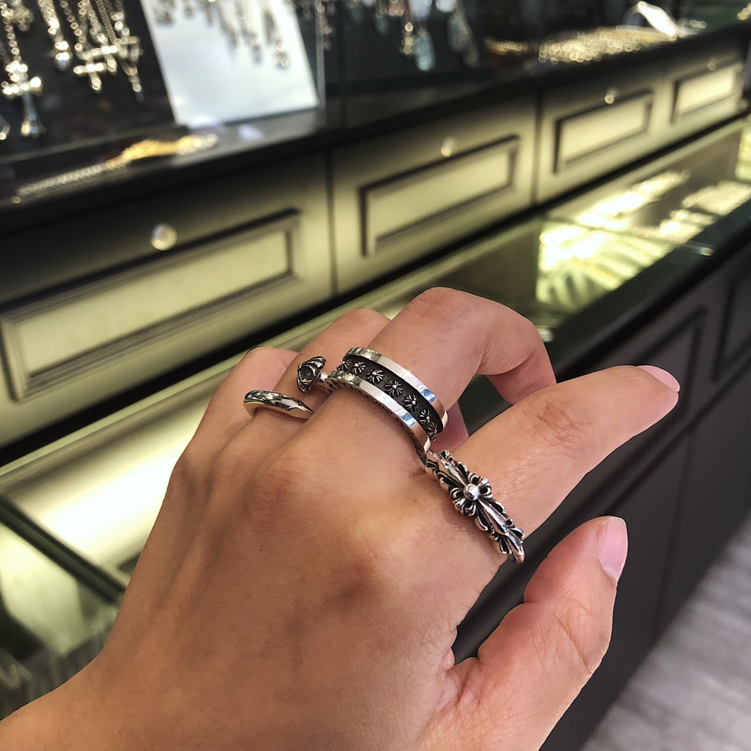 NIGO Chrome Hearts Men's Women's Fashion Vintage Crucifix Flower Delicate Opening Ring Casual Jewelry #nigo71818