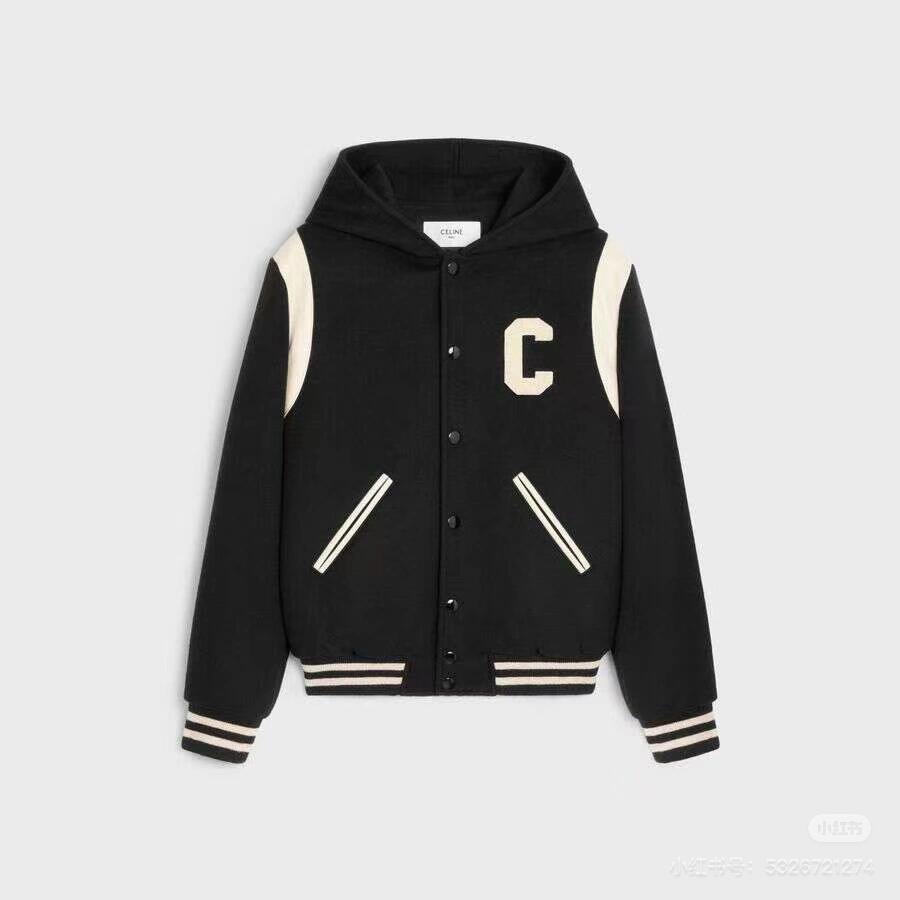 NIGO Celine Men's Spring And Autumn Colour Blocking Casual Single-breasted Jacket Logo Wool Blend Hooded Baseball Coat Jacket #nigo71844