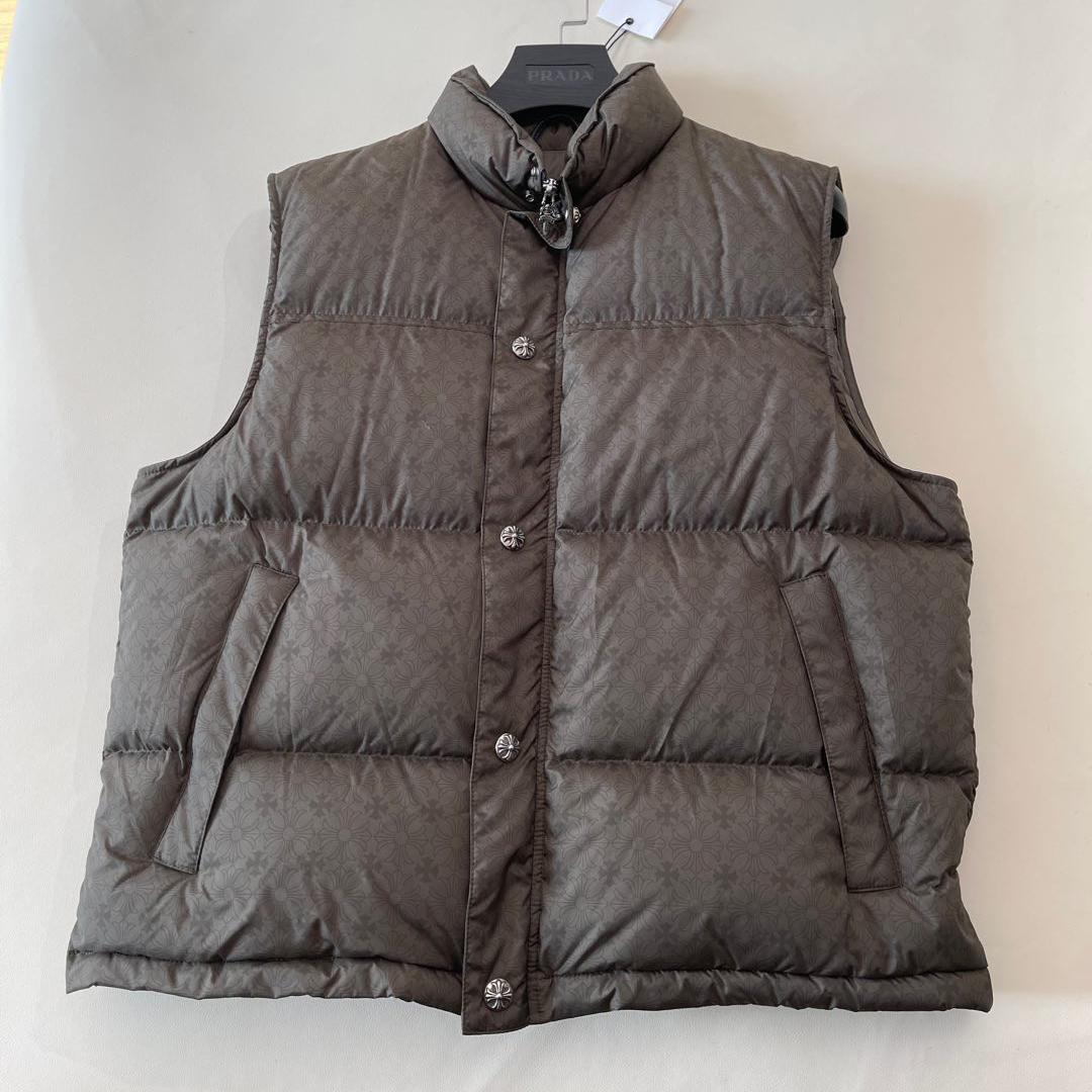 NIGO Chrome Hearts Men's Autumn and Winter Solid Color Dark Printed Sterling Silver Button Sleeveless Puffer Down Vest #nigo74887