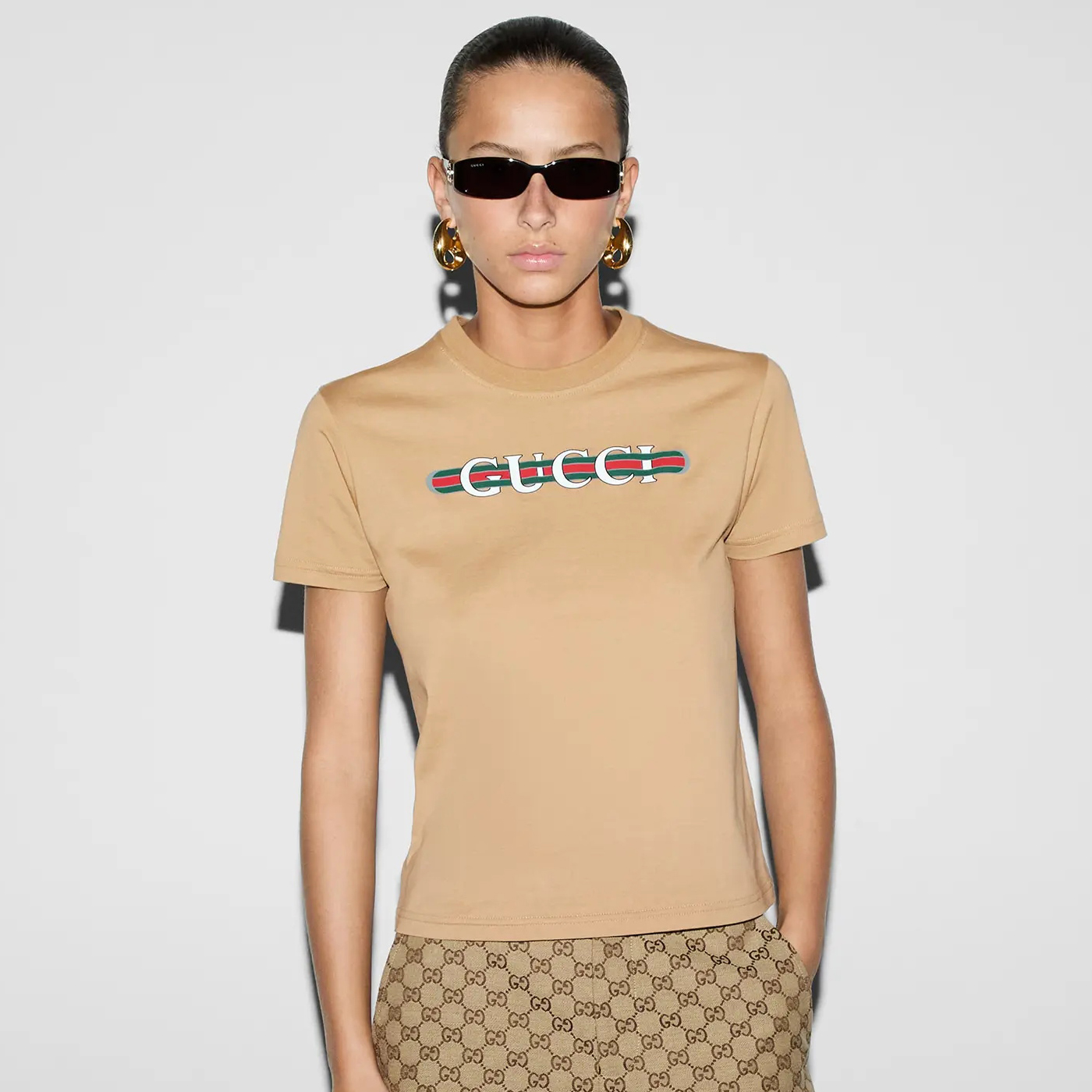 NIGO Gucci Women's Summer Solid Color Letter Print Round Neck Cotton Short Sleeve T-Shirt #nigo74914