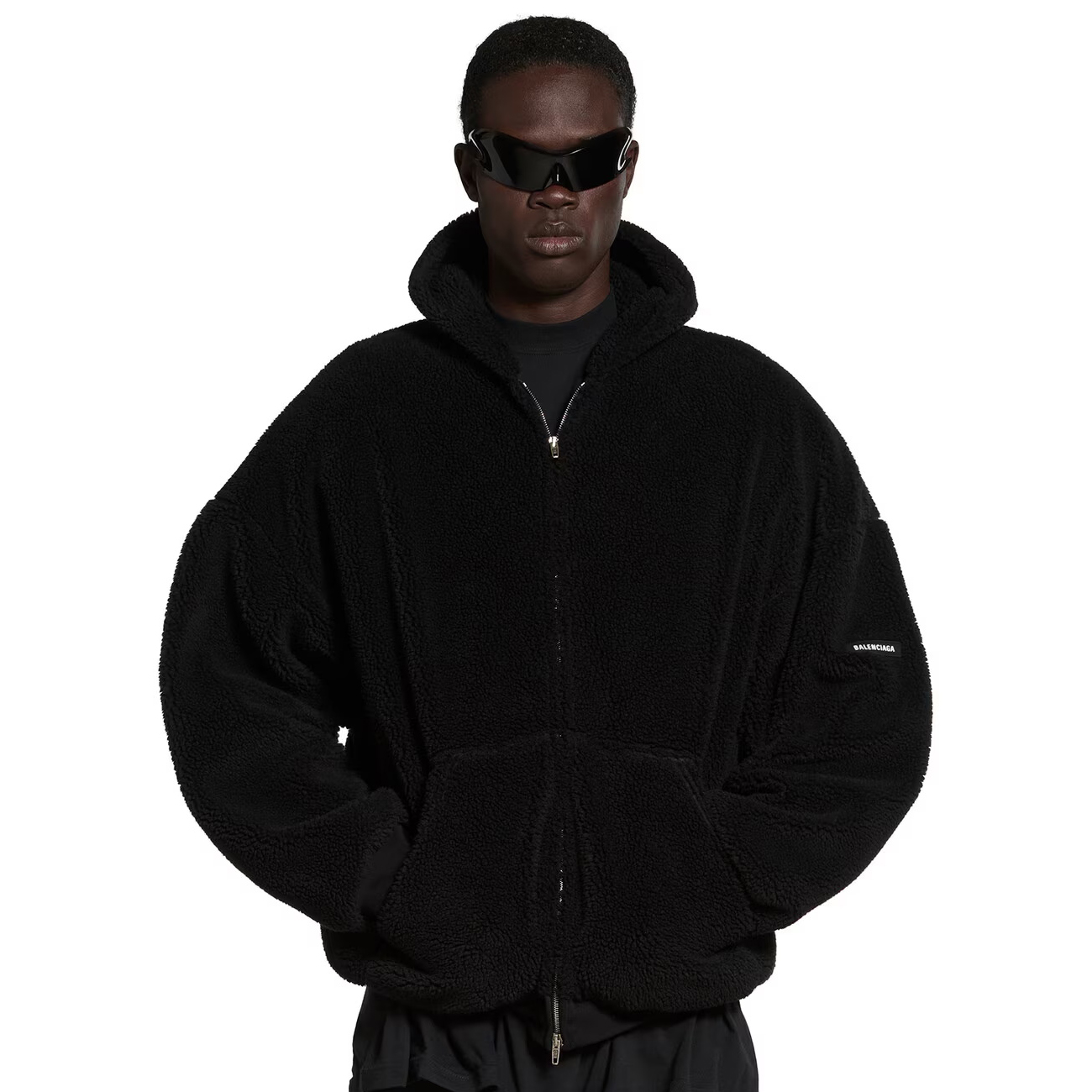 NIGO Balenciaga Men's and Women's Fall/Winter Solid Color Hooded Pellet Fleece Zipper Long Sleeve Jacket #nigo74895