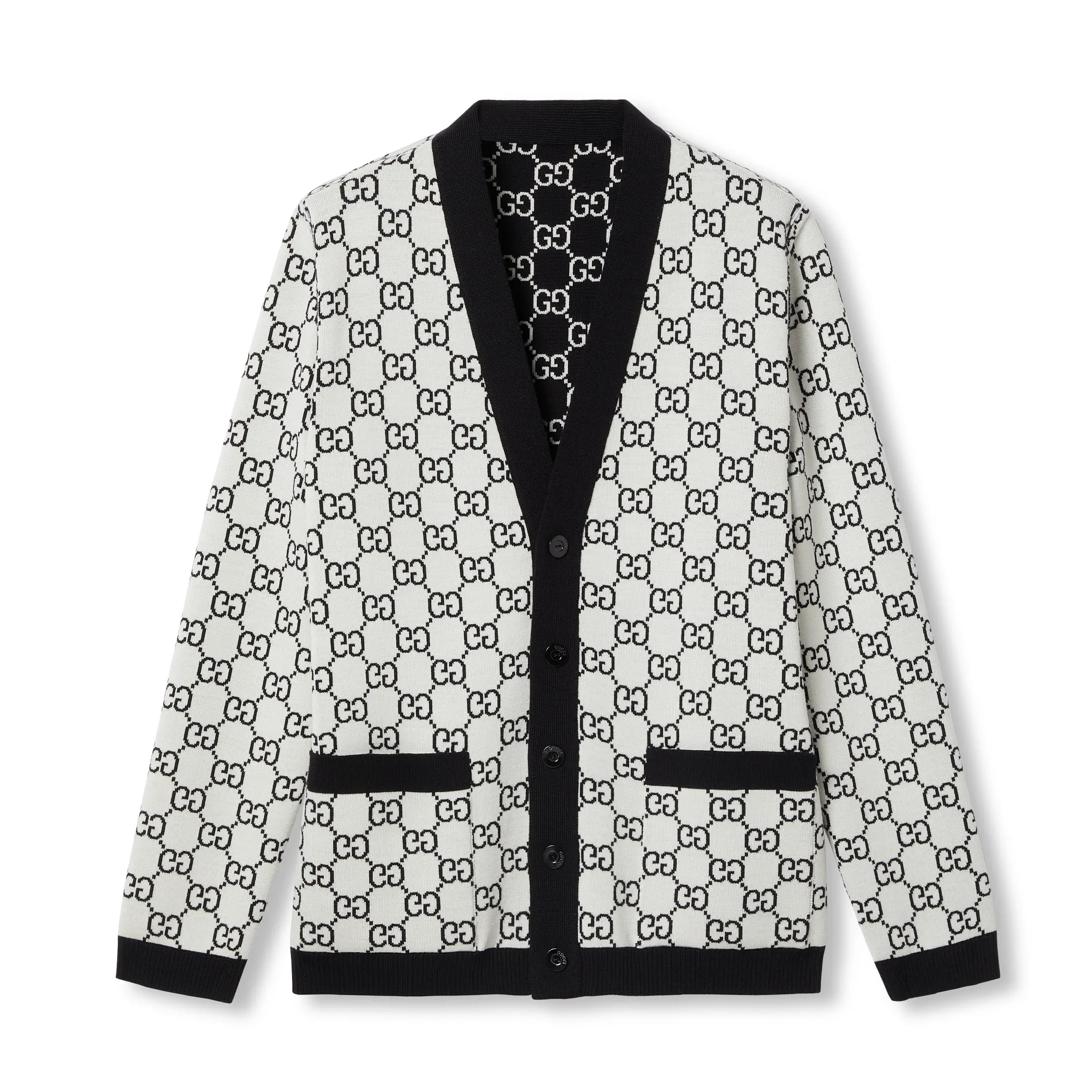 NIGO Gucci Women's Spring And Fall Reversible V-neck Single Breasted Drop Shoulder Long Sleeved Knit Cardigan Jacket #nigo74891