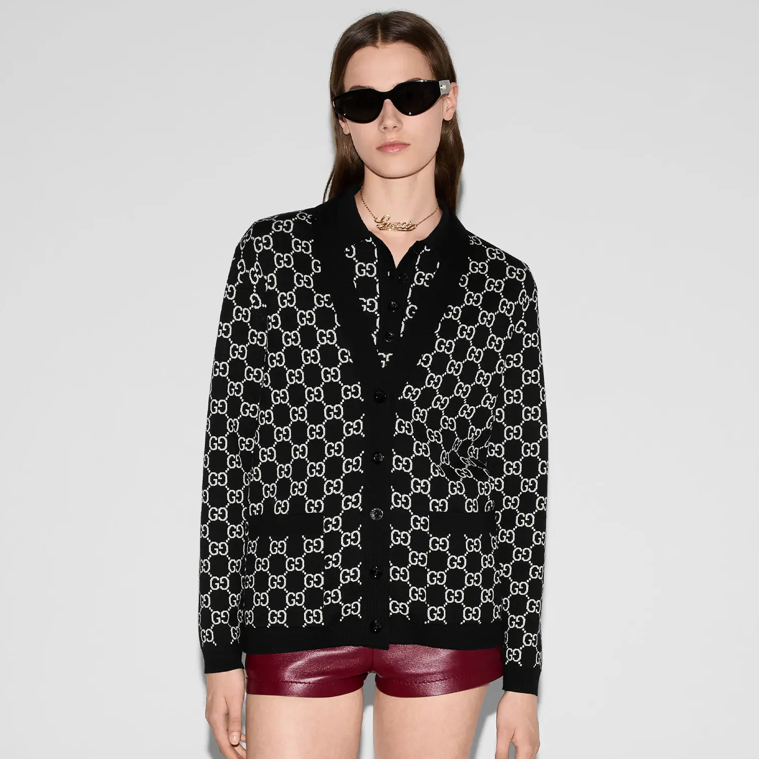 NIGO Gucci Women's Spring And Fall Reversible V-neck Single Breasted Drop Shoulder Long Sleeved Knit Cardigan Jacket #nigo74891