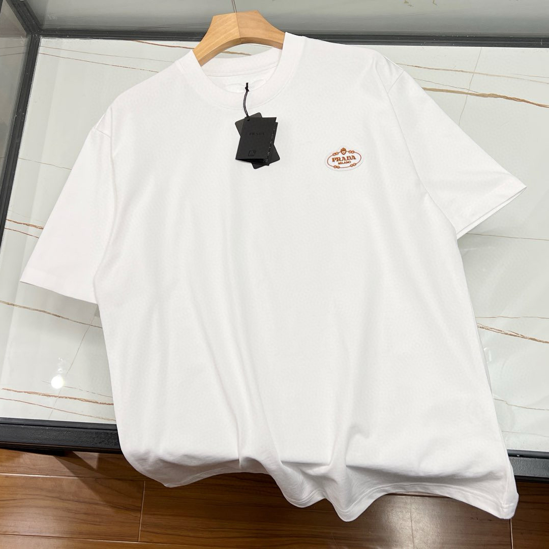 NIGO Prada Men's Summer Embroidered Logo Solid Color Round Neck Cotton Short Sleeve T-Shirt #nigo74884