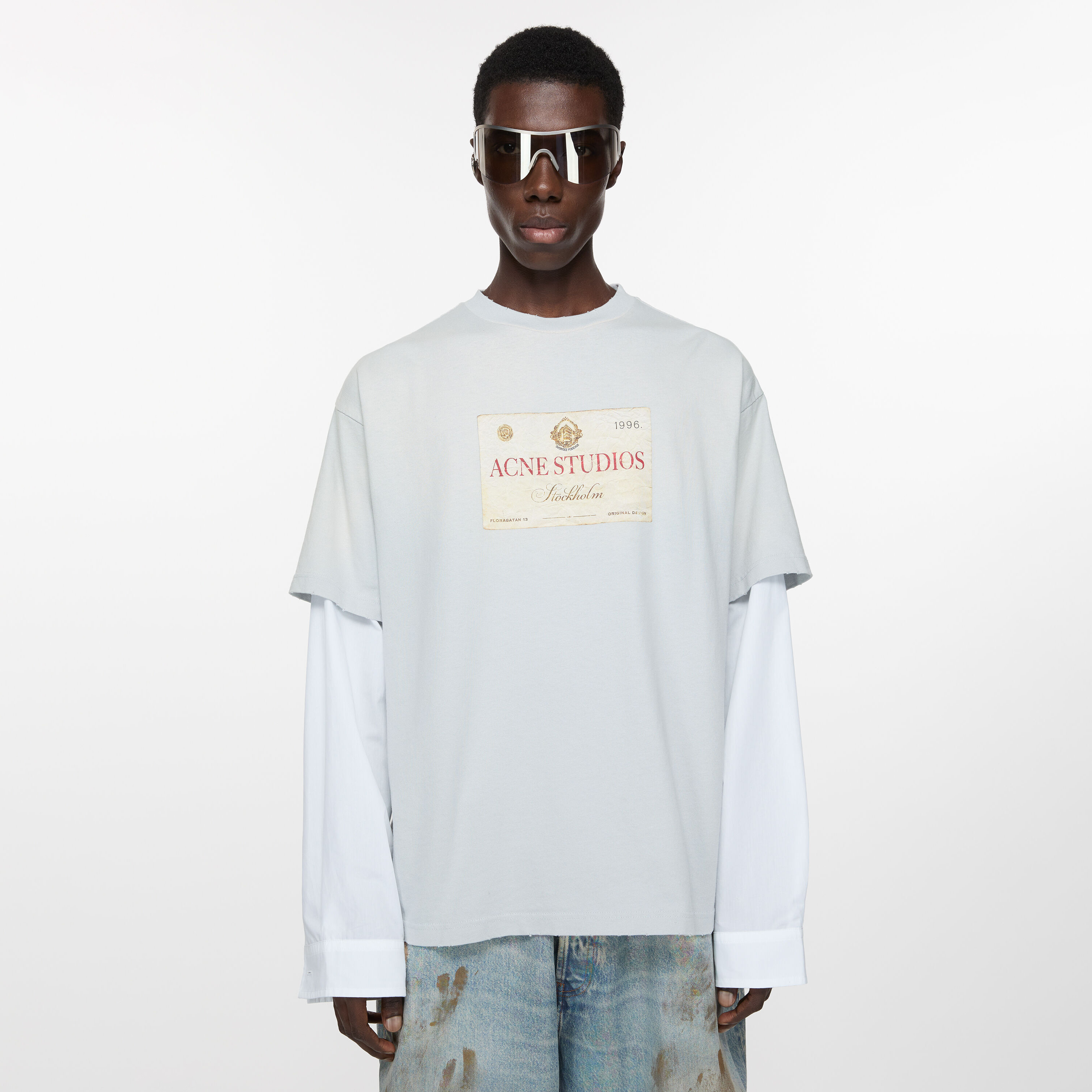 NIGO Acne Studios Men's And Women's Summer Logo Printing Round Neck Loose Fake Two Pieces Long Sleeve T-shirt #nigo74888
