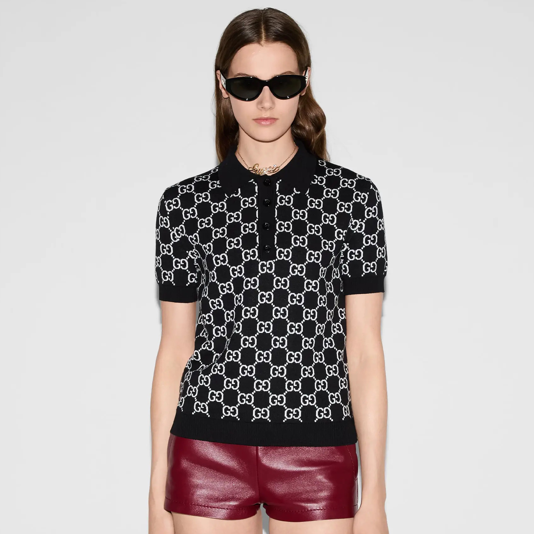 NIGO Gucci Women's Spring/Summer Solid Color Logo Jacquard Short Sleeve Polo Shirt T-Shirt #nigo74892