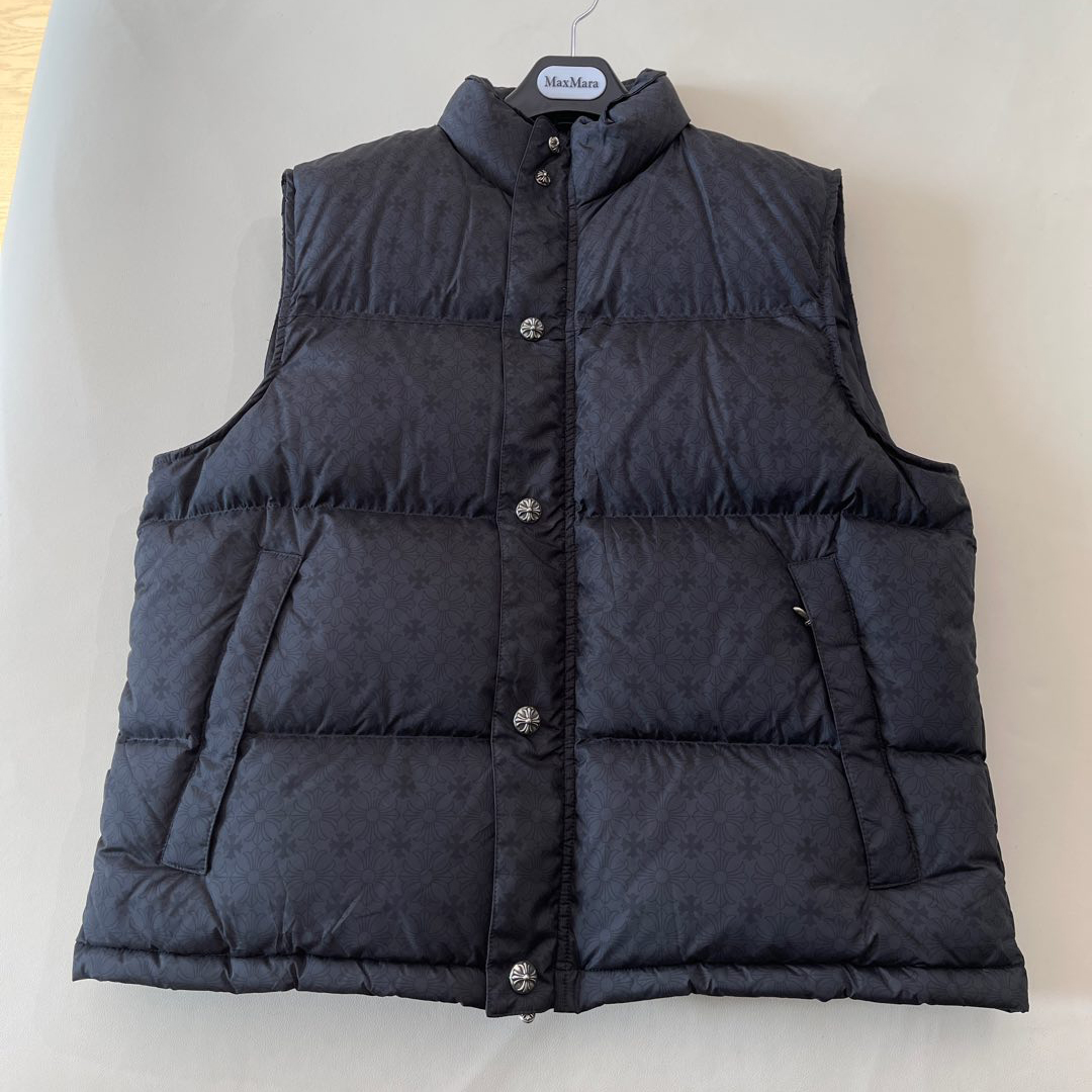 NIGO Chrome Hearts Men's Autumn and Winter Solid Color Dark Printed Sterling Silver Button Sleeveless Puffer Down Vest #nigo74887