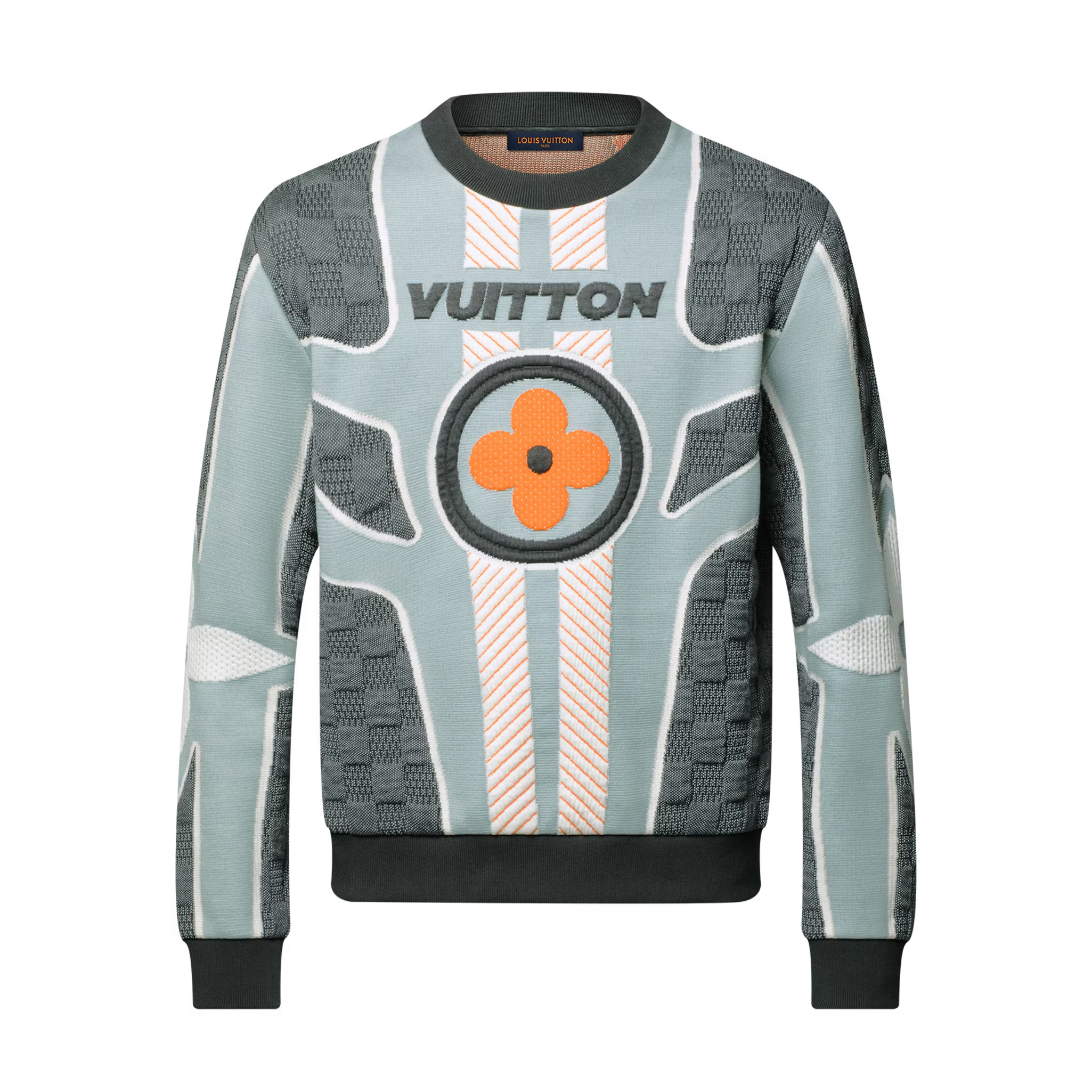 NIGO Louis Vuitton Men's Spring & Autumn Colorblocked Quilted Cotton Blend Crew Neck Sweater #nigo74889