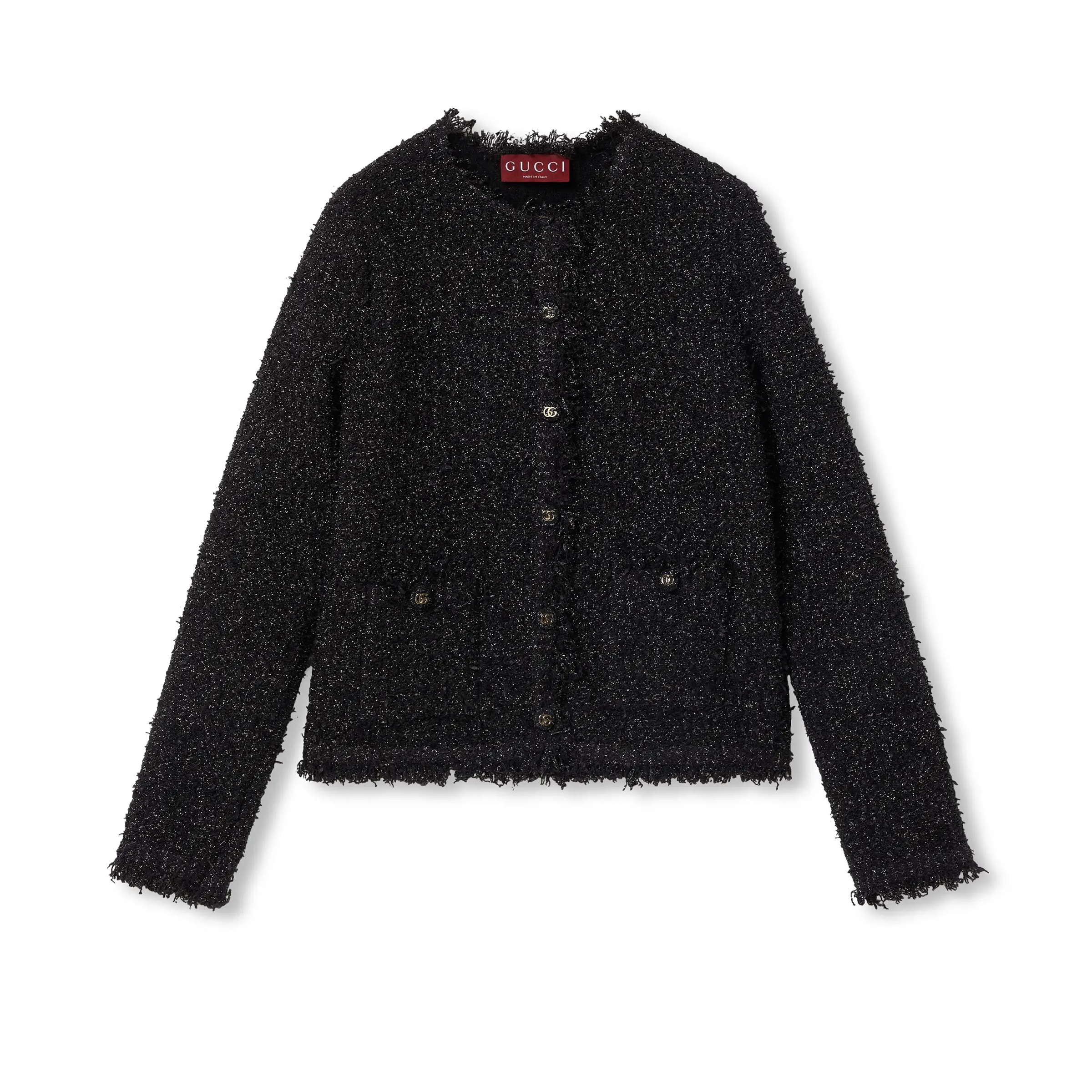 NIGO Gucci Women's Spring And Autumn LAMÉ Woven Cardigan Solid Color Round Collar Long Sleeve Jacket Casual Short Skirt Ngvp #nigo9837