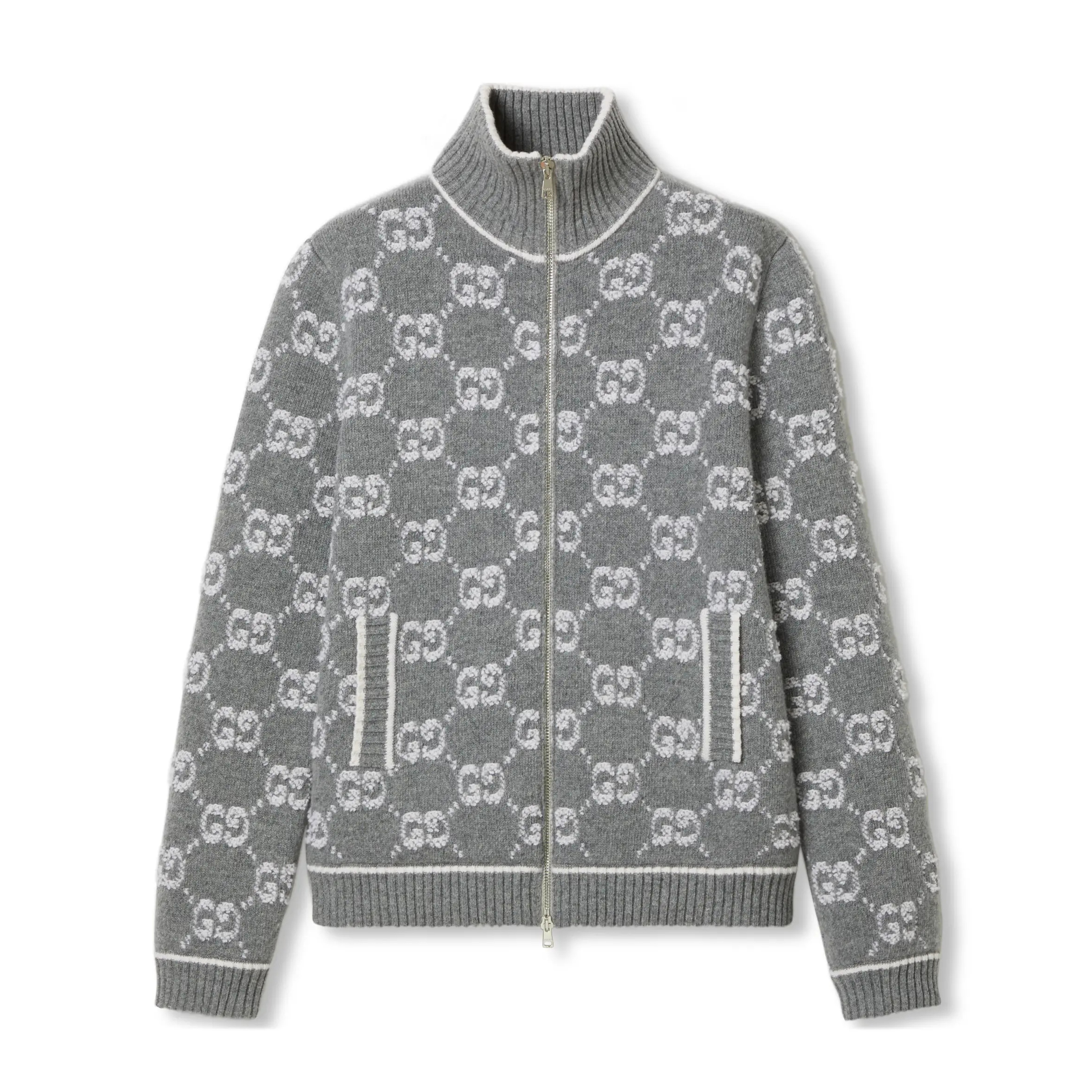 NIGO Gucci Women's Spring and Autumn Logo Print Full Print Zipper Stand Collar Long Sleeve Knit Sweater Jacket #nigo74921