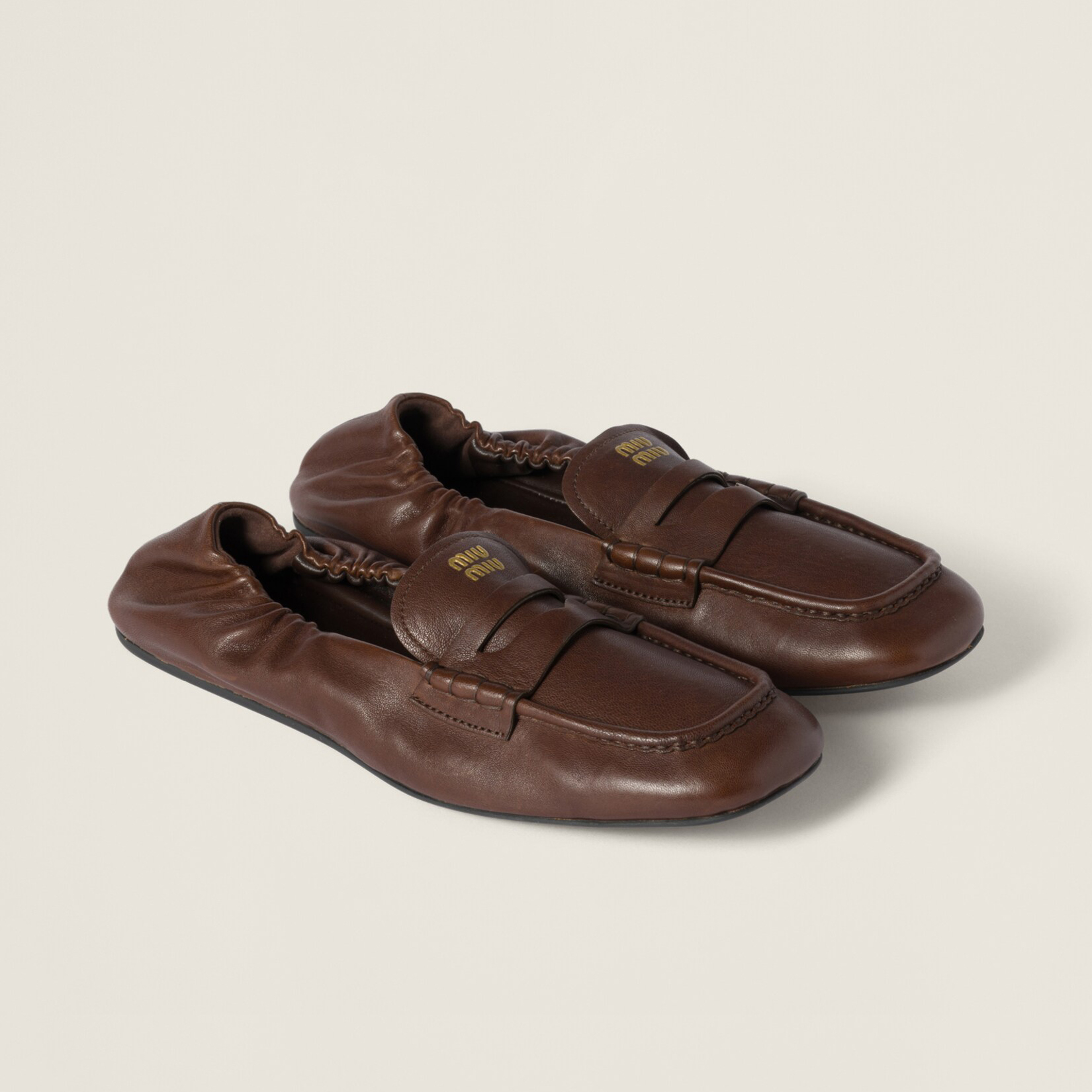 NIGO MiuMiu Women's Solid Color Slip On Round Toe Leather Flat Loafers Shoes #nigo74932