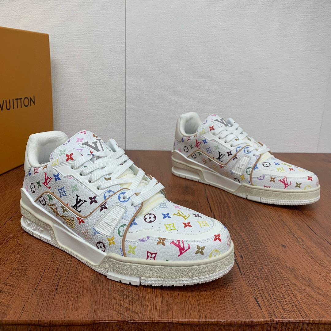 NIGO Louis Vuitton LV Trainer Men Women Solid Color LV SKATE Sneakers Casual Round Toe Retro Low Top Board Shoes #nigo74916