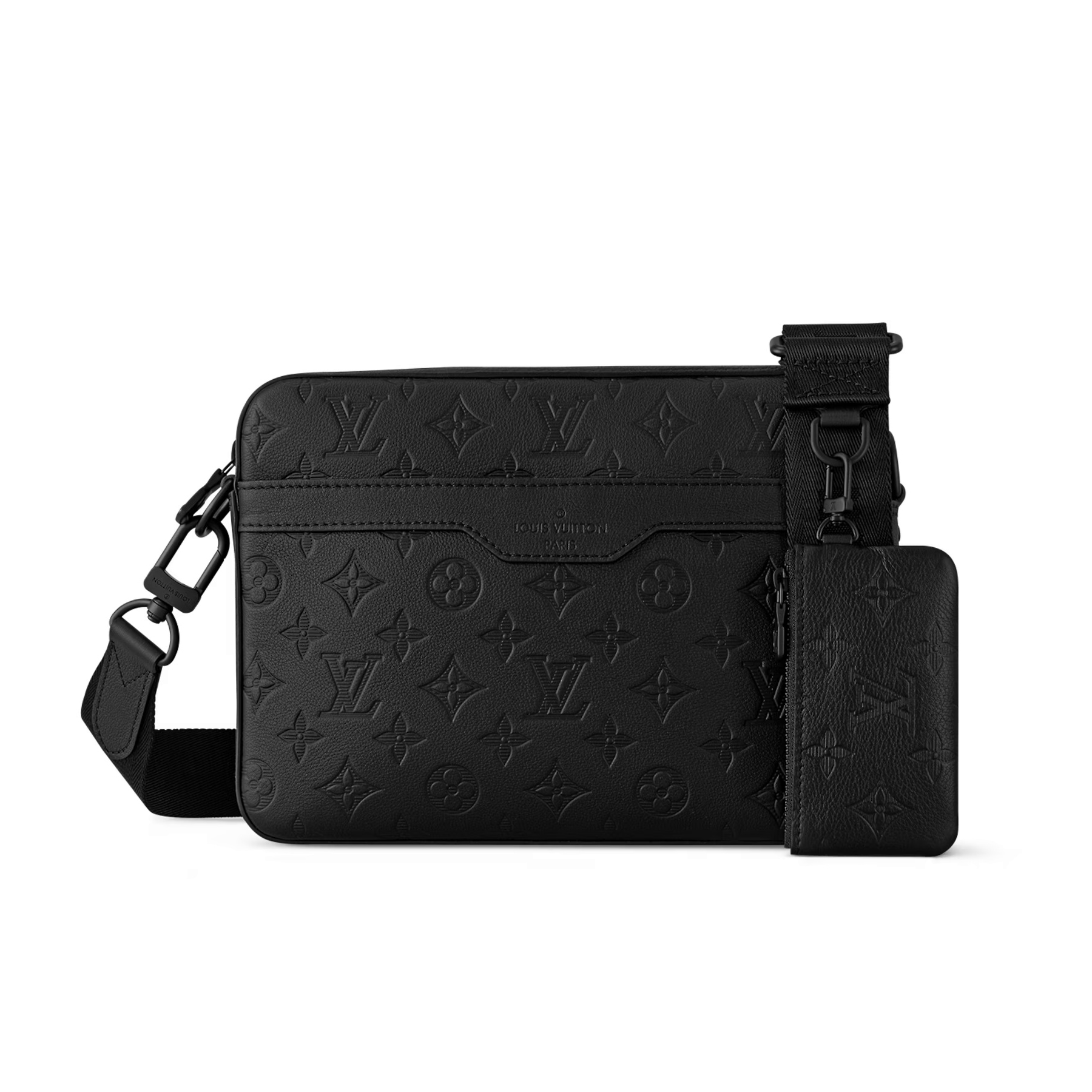 NIGO Louis Vuitton Trio Men's Black Classic Old Flower Adjustable Shoulder Strap Embossed Leather with Cowhide Trim Messenger Bag Shoulder Crossbody Bags #nigo74931