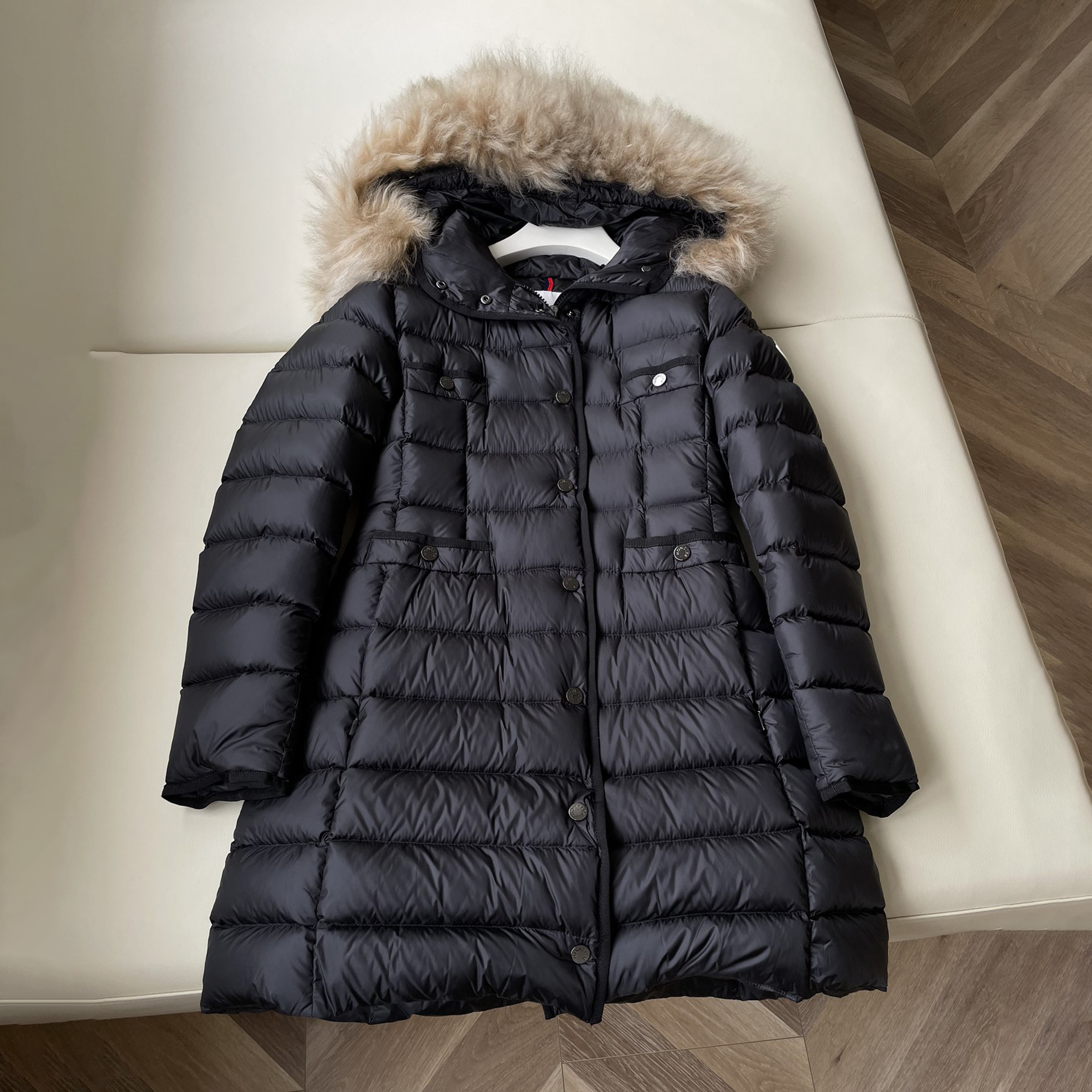NIGO Moncler Hirmafur Women's Autumn And Winter Solid Color Long Section Hooded Long Sleeved Slim Single Breasted Puffer Down Jacket #nigo74911