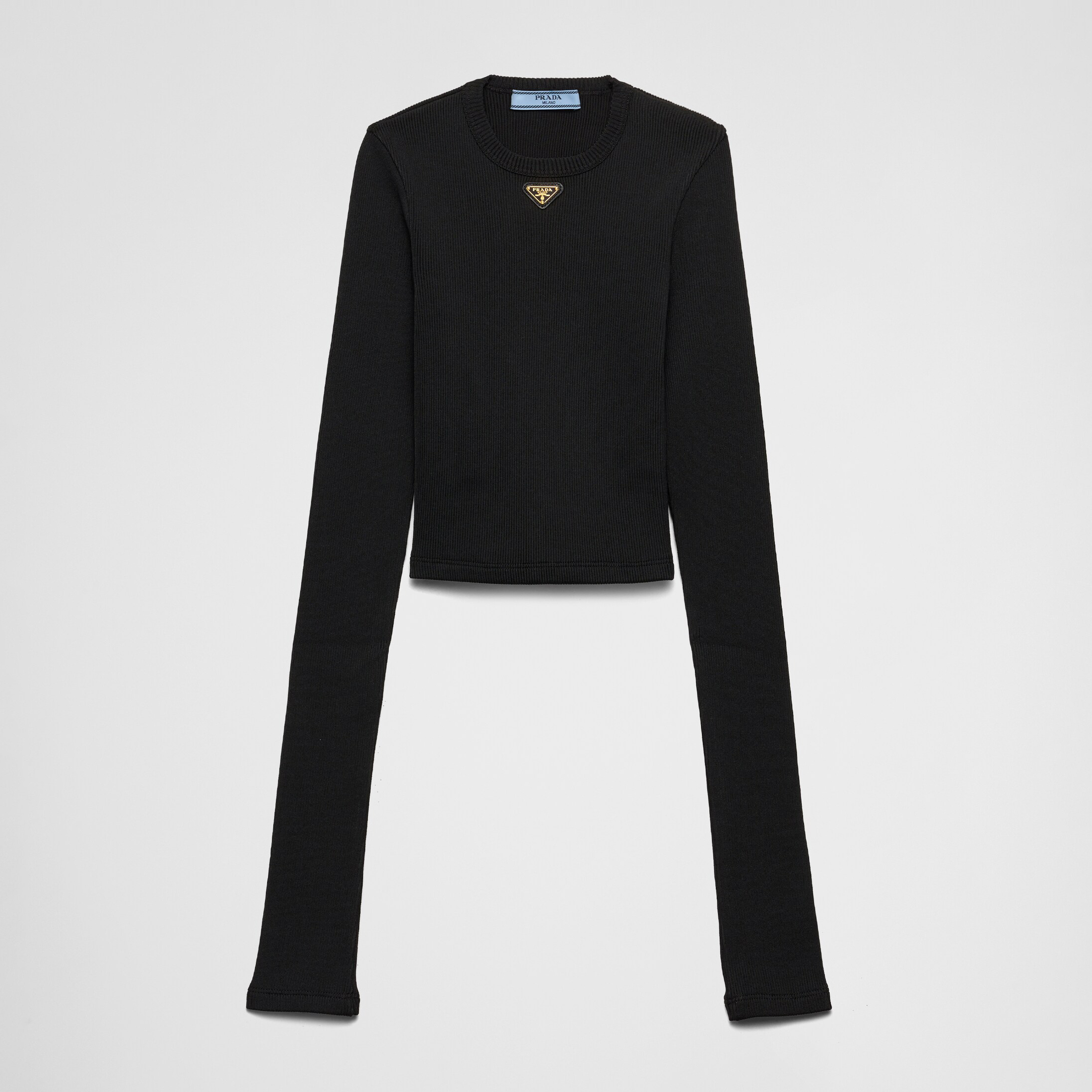 NIGO Prada Women's Spring and Autumn Solid Color Ribbed Logo Printed Round Neck Long Sleeve Knit Sweater #nigo74924