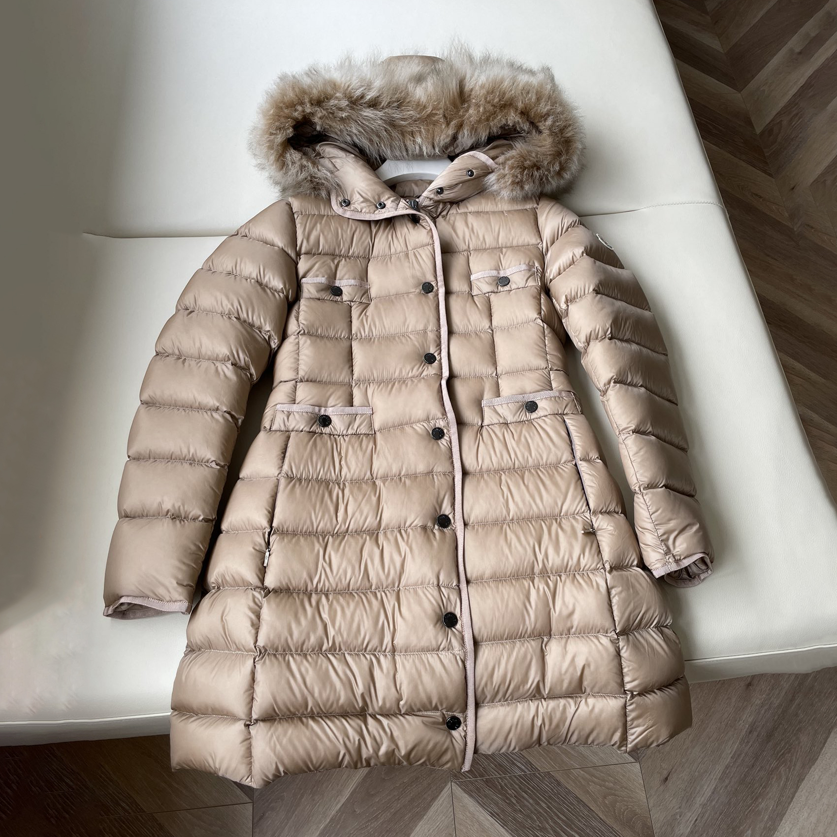 NIGO Moncler Hirmafur Women's Autumn And Winter Solid Color Long Section Hooded Long Sleeved Slim Single Breasted Puffer Down Jacket #nigo74911