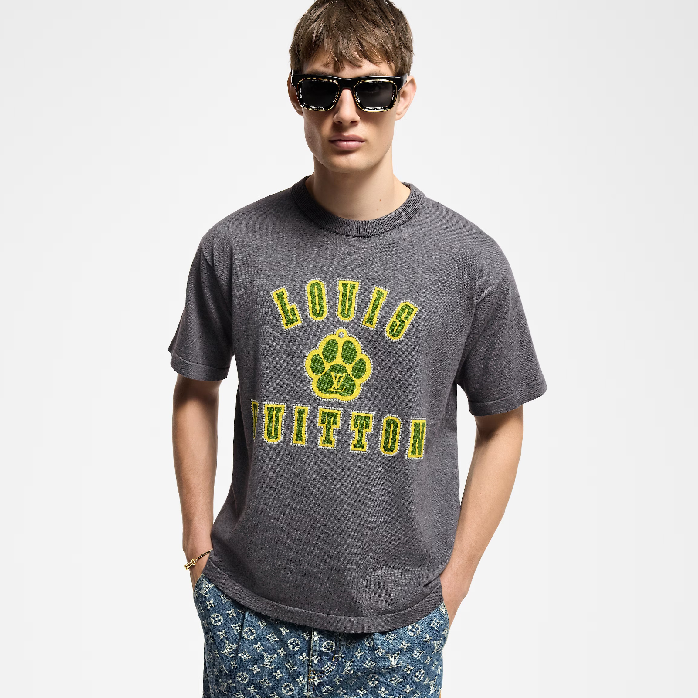 NIGO Balenciaga Men's Summer Gray Letter Printed Round Neck Ribbed Short Sleeve T-Shirt #nigo74919