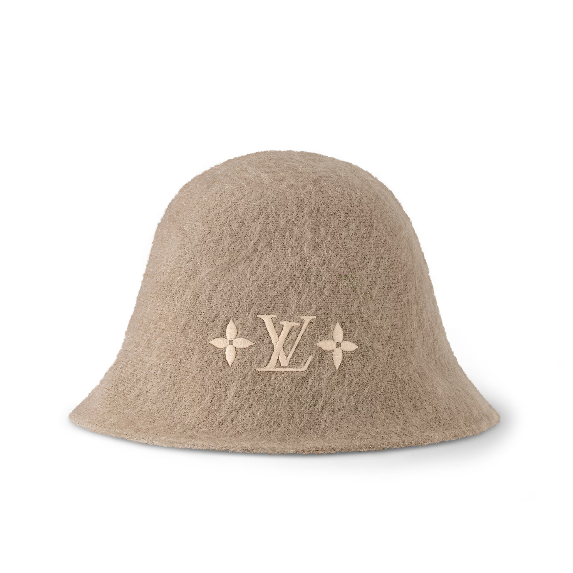 NIGO Louis Vuitton LV Fluffy Women's Autumn and Winter Solid Color Embroidered Logo Logo Mohair Fisherman's Hat Cap #nigo74912