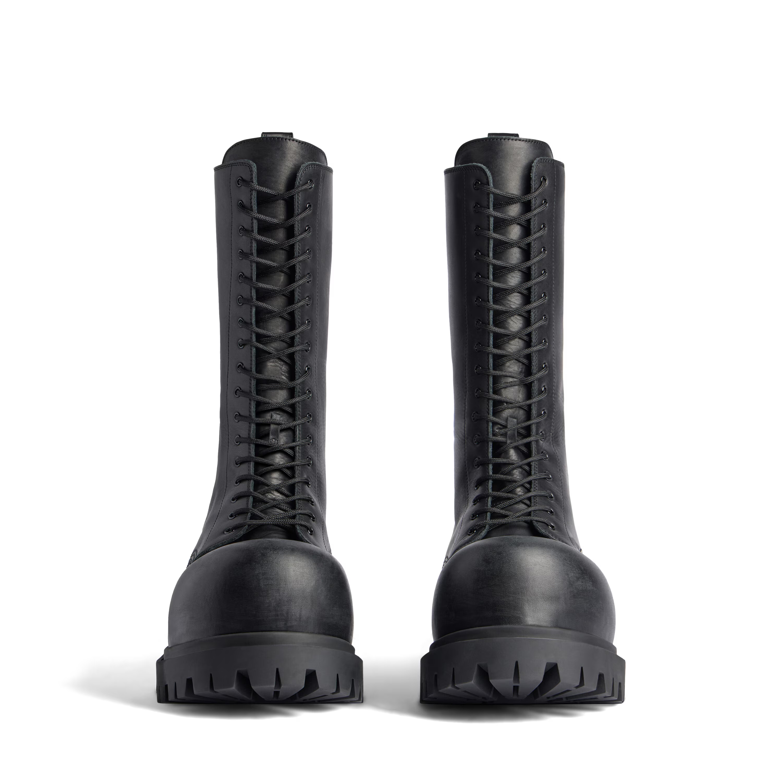 NIGO Balenciaga Men's Stomper Boot In Black Autumn And Winter Heightened Thick Sole High Calf High Street Trend Hip Hop Lacing Big Head Boots Ngvp #nigo9859