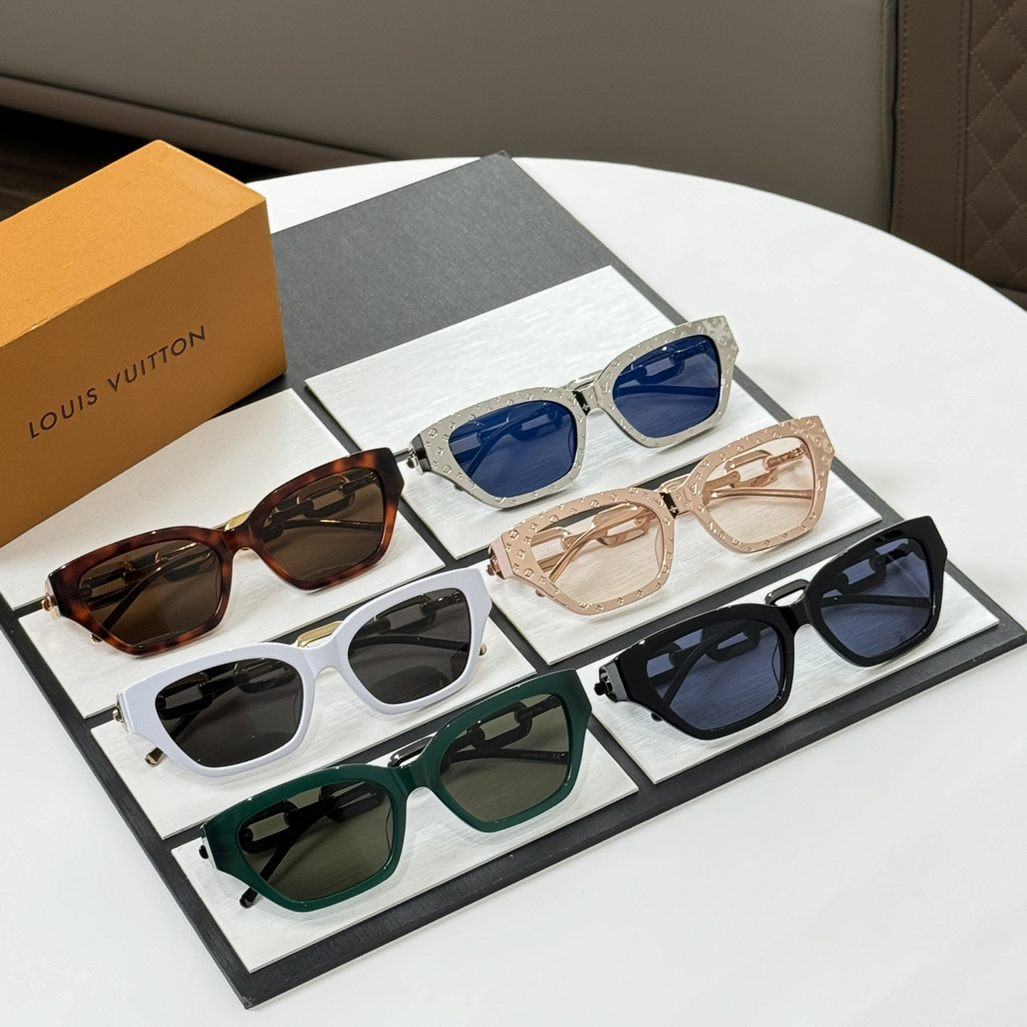 NIGO Louis Vuitton Women's Lens Legs Gold Hollow Out Design Irregular Shape Sunglasses Eyeglasses Glasses #nigo74943