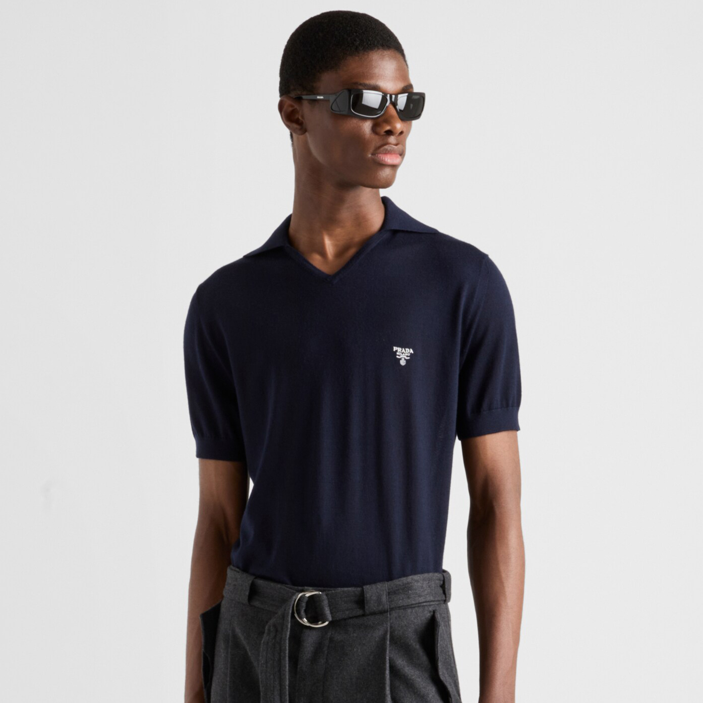 NIGO Prada Men's Summer Solid Color Logo Embroidery Knitted Cashmere Short Sleeve Polo Shirt T-Shirt #nigo74954