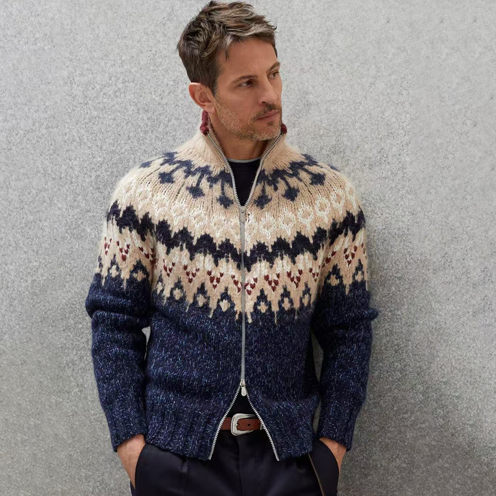 NIGO Brunello Cucinelli Men's Autumn And Winter Jacquard Wool Cardigan Casual Zipper Solid Color Long Sleeve Jacket Ngvp #nigo9843