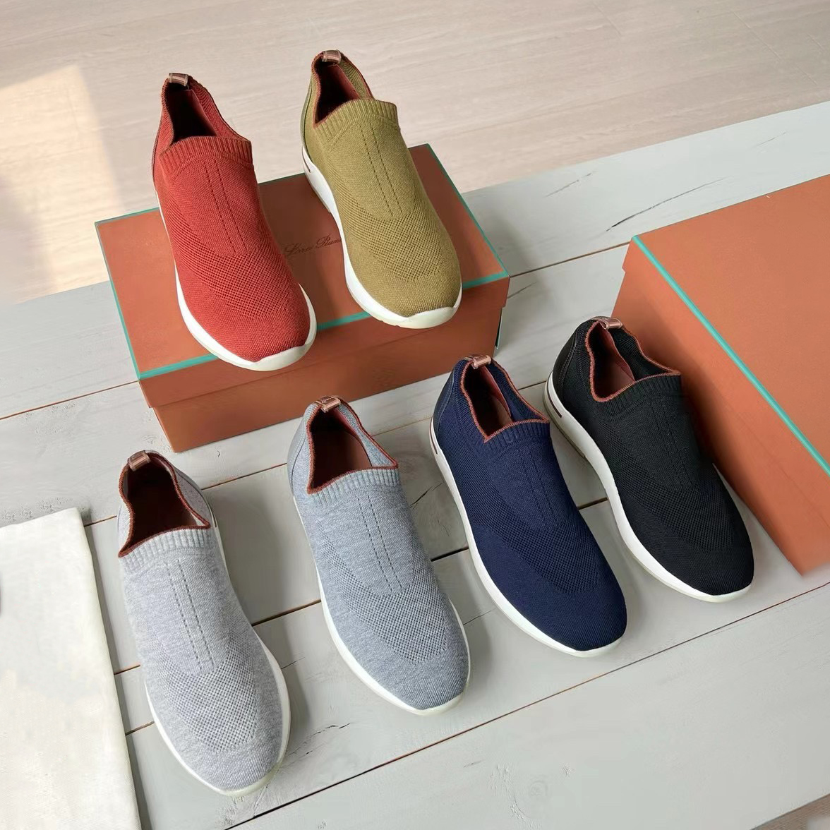 NIGO Loro Piana Men's Solid Color Round Toe Comfort Low Top Knit Life Casual Shoes #nigo74939