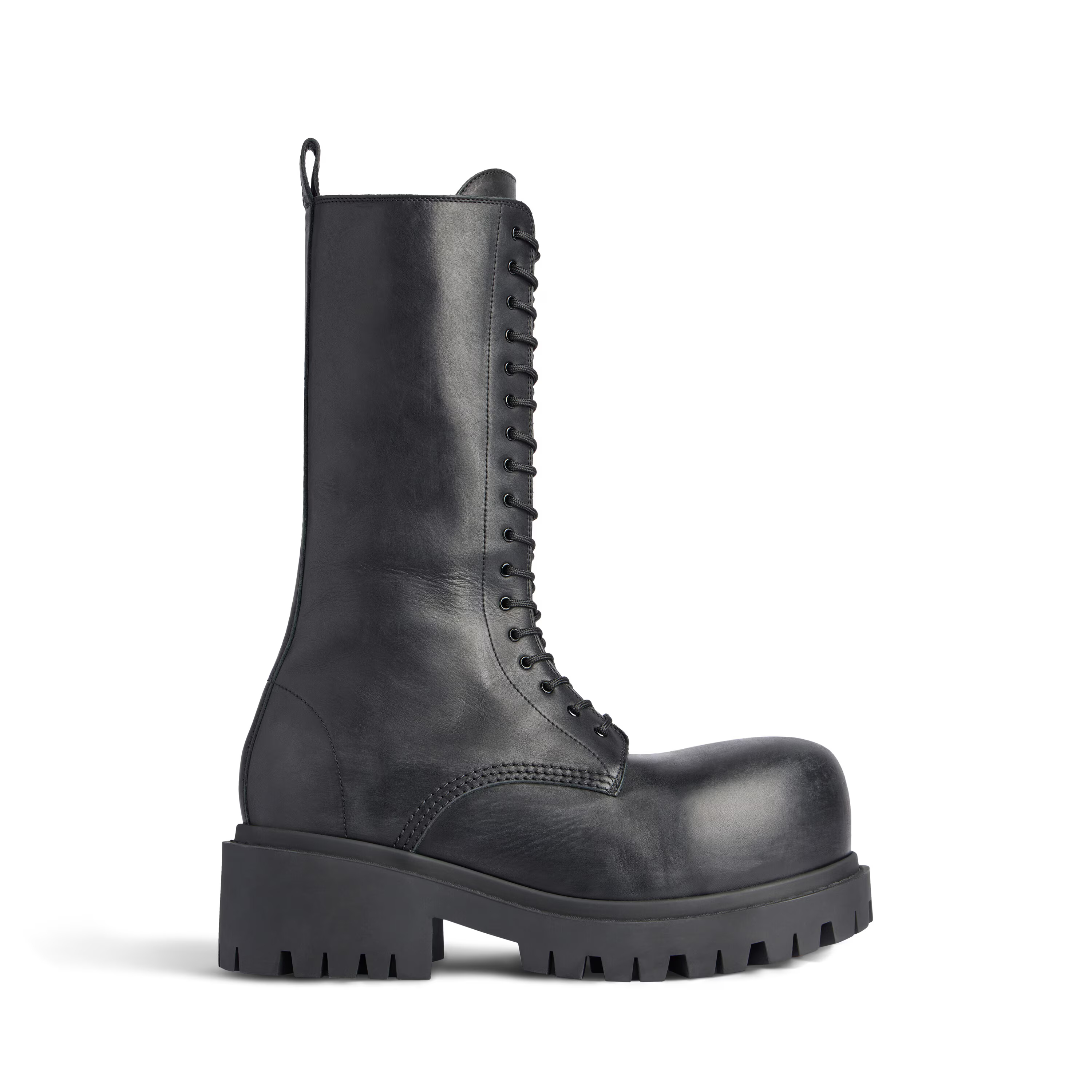 NIGO Balenciaga Men's Stomper Boot In Black Autumn And Winter Heightened Thick Sole High Calf High Street Trend Hip Hop Lacing Big Head Boots Ngvp #nigo9859
