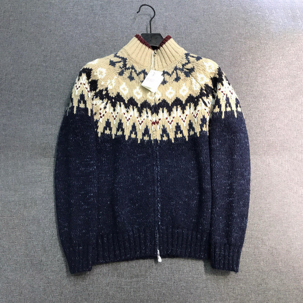 NIGO Brunello Cucinelli Men's Autumn And Winter Jacquard Wool Cardigan Casual Zipper Solid Color Long Sleeve Jacket Ngvp #nigo9843