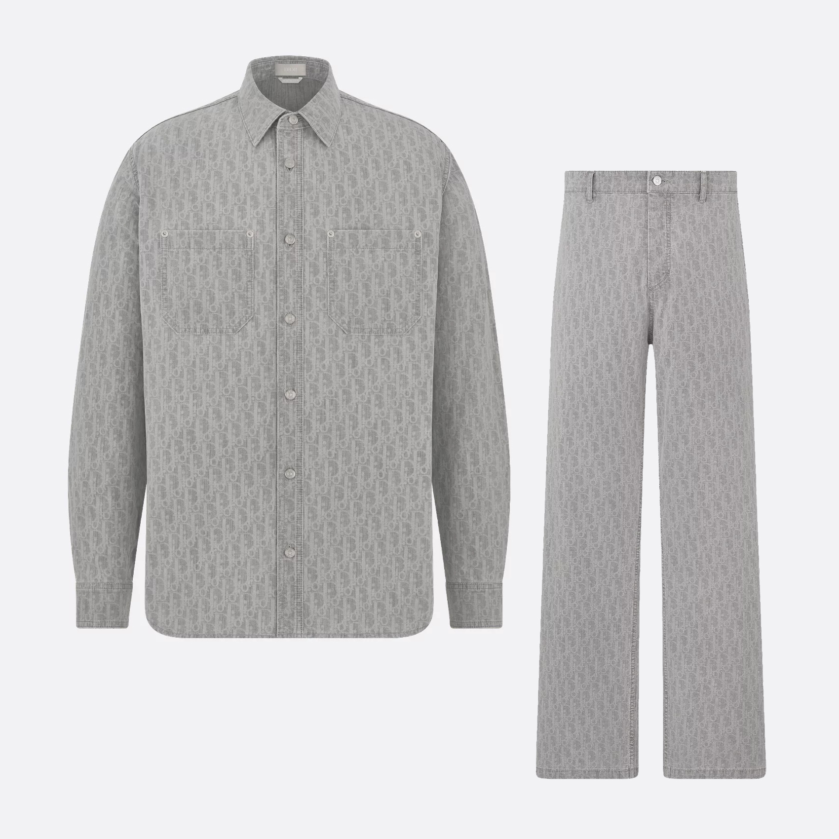 NIGO Dior Men's Spring And Fall Letters Full Print Lapel Single Breasted Long Sleeved Denim Shirt Jeans Pants Set Suit #nigo74966