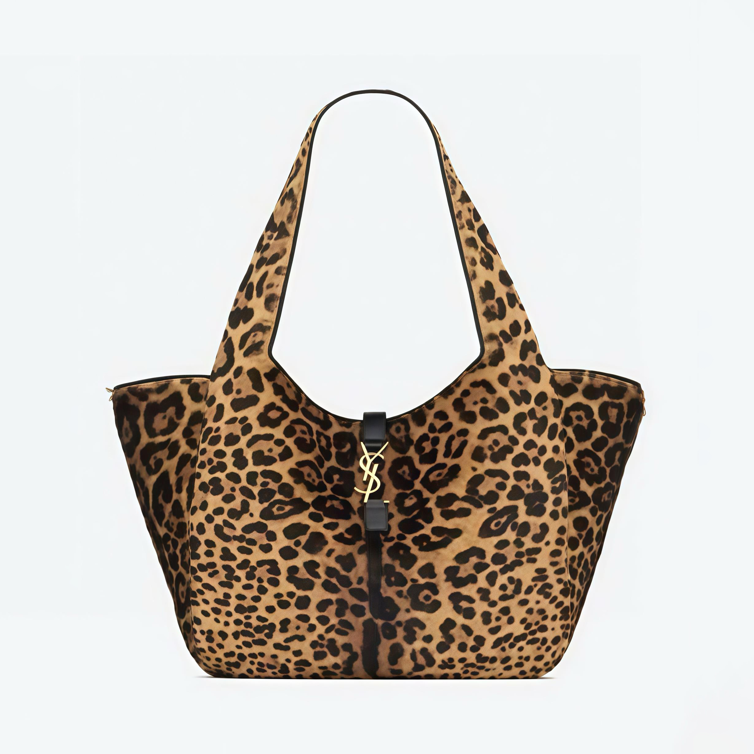 NIGO SAINT LAURENT Women's Leopard Print Design Pony Hair Patchwork Leather Tote Shoulder Bag Bags #nigo74968