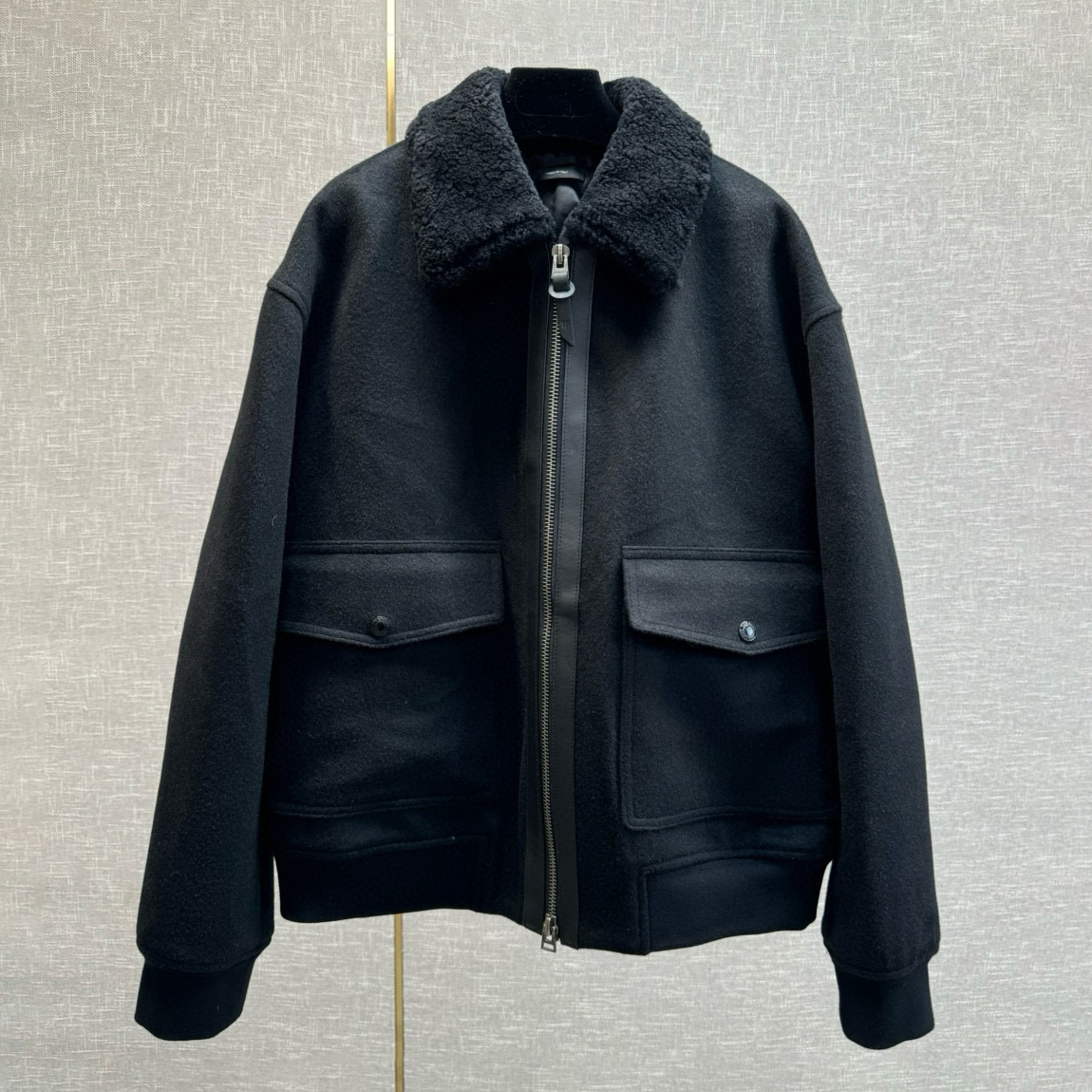 NIGO Tom Ford Men's Autumn and Winter Solid Color Cashmere Lapel Zipper Long Sleeve Jacket #nigo74958