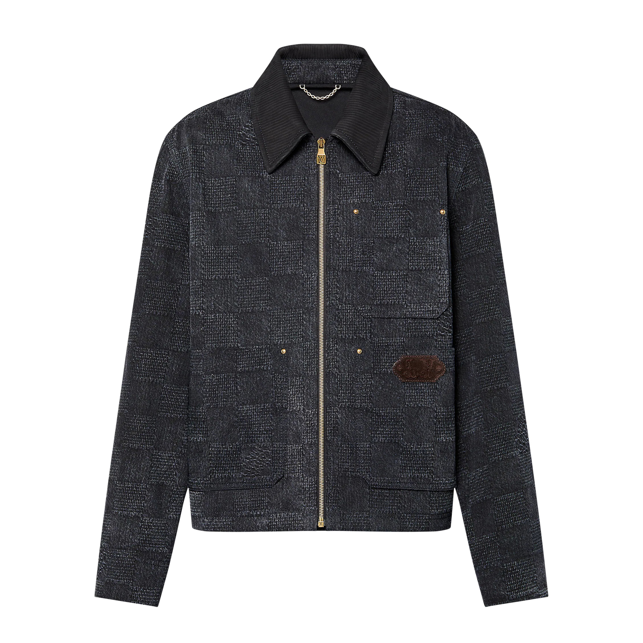 NIGO Louis Vuitton Men's Spring and Fall Black Embossed Pattern Spliced Zipper Long Sleeve Jacket #nigo74969