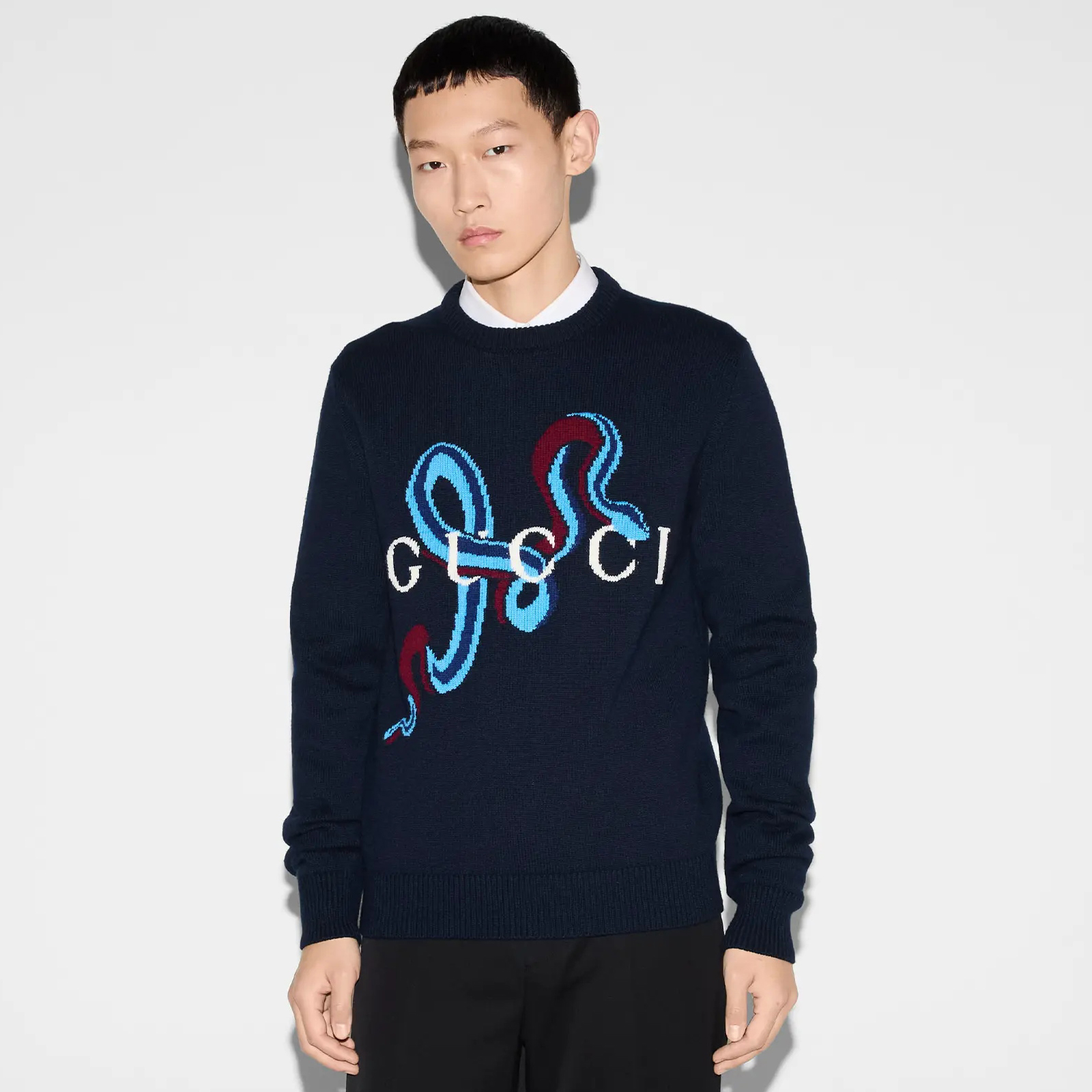 NIGO Gucci Men's Spring and Autumn Snake Pattern Printed Round Neck Long Sleeve Knitted Sweater #nigo74984