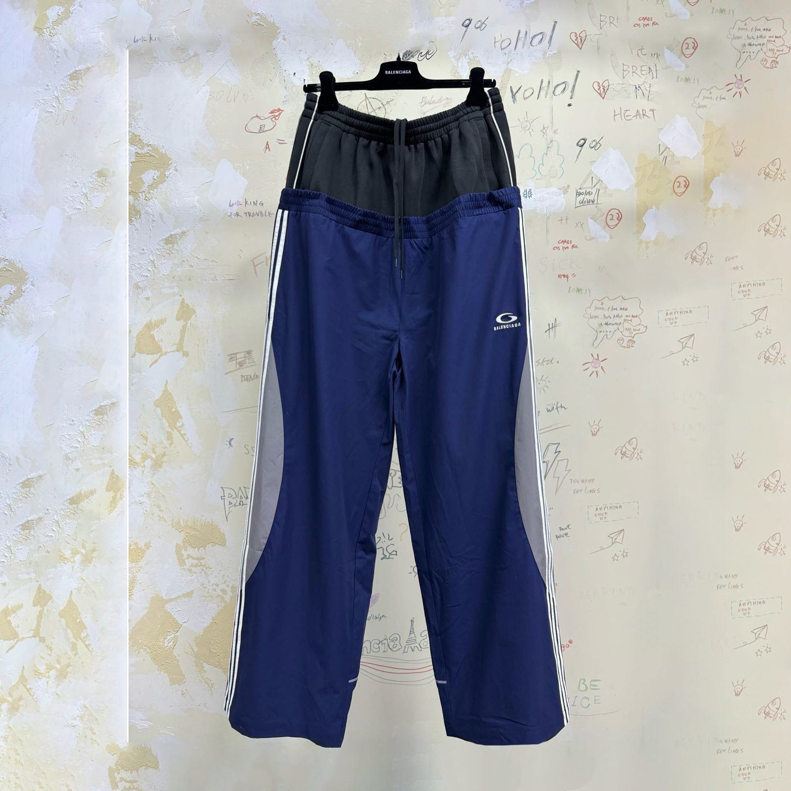 NIGO Balenciaga Men's And Women's Fall And Winter Splicing Loose Pockets Tight Waist Knit Loose Fit Sweatpants Pants #nigo74974