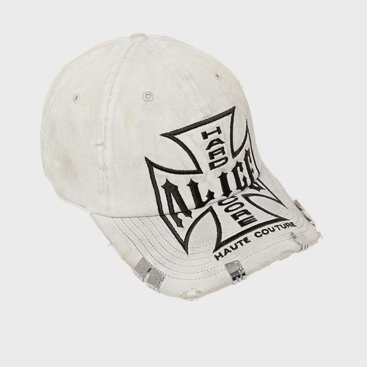 NIGO Alice Hollywood Double Brim Cap Embroidered Do-over Double Brim Cap Black And White Destruction Duck Tongue Baseball Cap High Street Fashion Ngvp #nigo9867