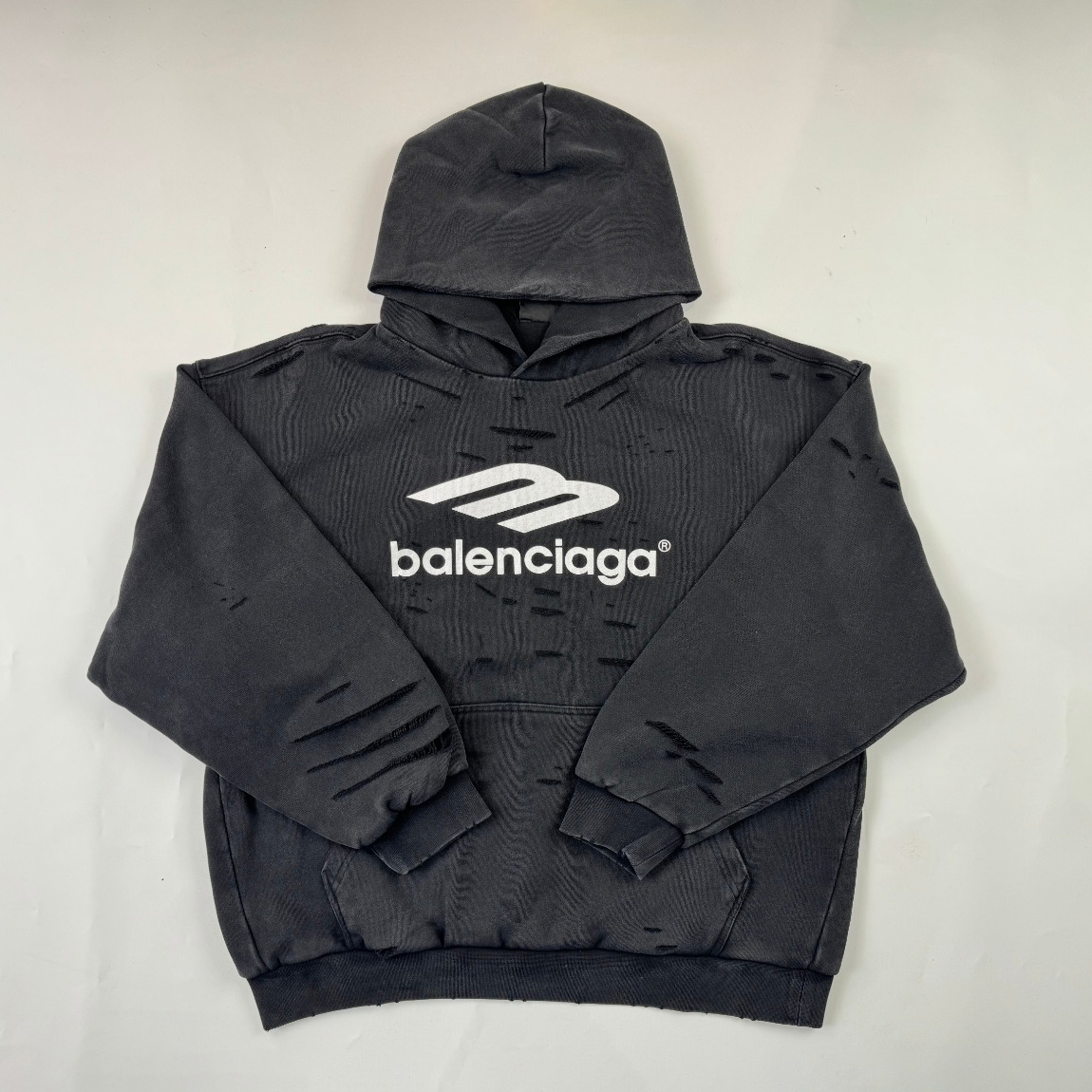 NIGO Balenciaga Men's And Women's Spring And Autumn Solid Color Letters Printed Hole Long-sleeved Hooded Sweatshirt #nigo75118