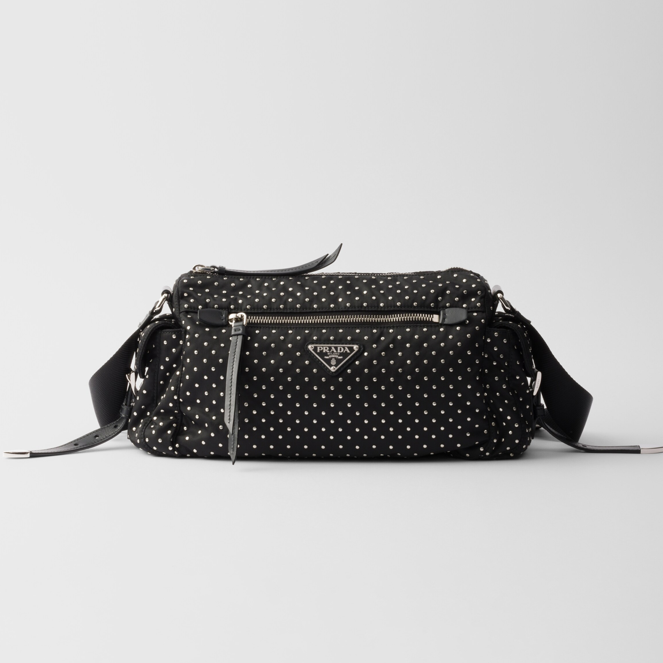 NIGO Prada Women's Metal Triangle Label Zipper Closure Rivet Finish Nylon Shoulder Crossbody Bag Bags #nigo74989