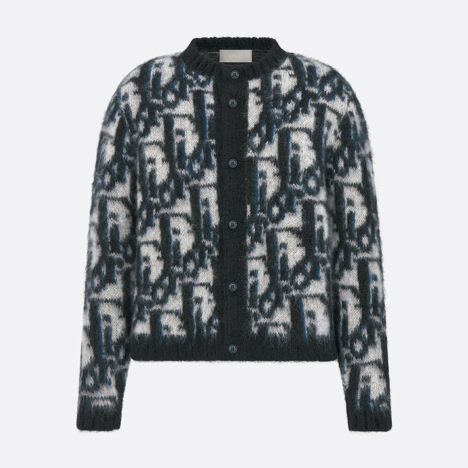 NIGO Dior Men's Spring And Fall Letters Full Print Round Neck Mohair Single Breasted Long Sleeve Knit Jacket #nigo75119