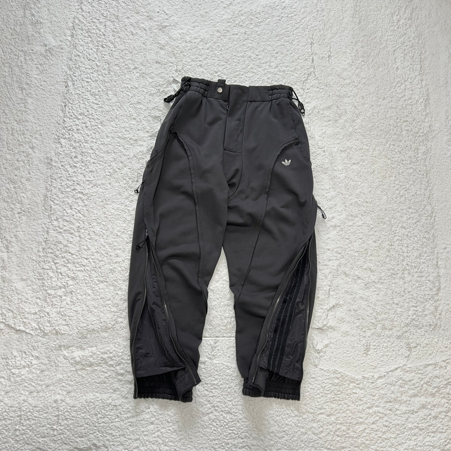 NIGO Adidas Originals X HAMCUS Men's Spring Autumn Black Cropped Drawstring Cotton Knit Sweatpants Pants #nigo74997