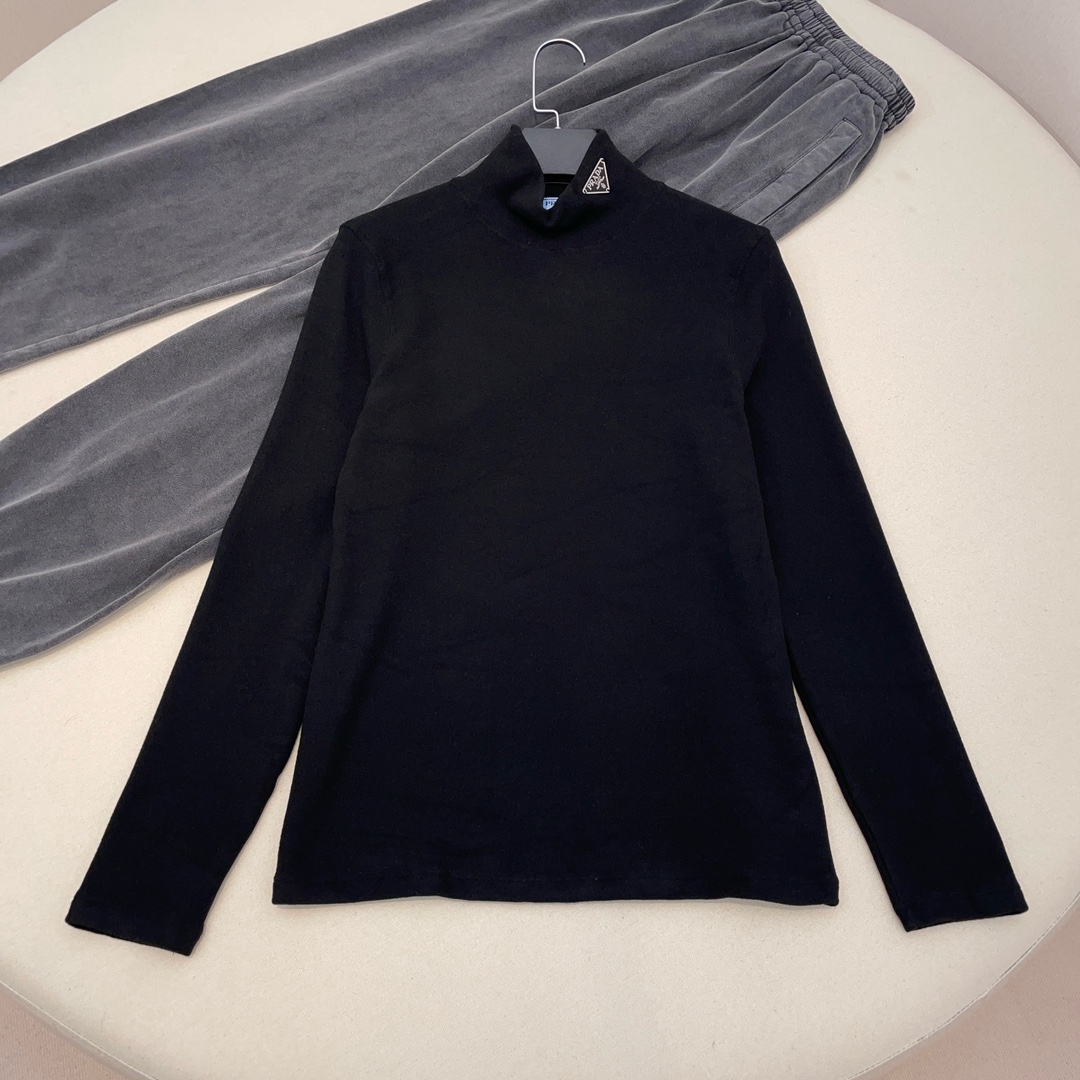 NIGO Prada Men's Women's Plain Knit Stand Collar Sweater Solid Colour Logo Fashion Casual Long Sleeve Pullover Sweater Top #nigo71854