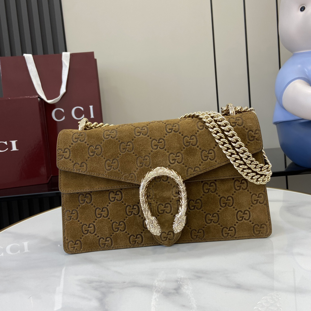 NIGO Gucci Women's Solid Color Sliding Chain Tiger Head Lock Clasp Suede Crossbody Shoulder Bag Bags #nigo75133