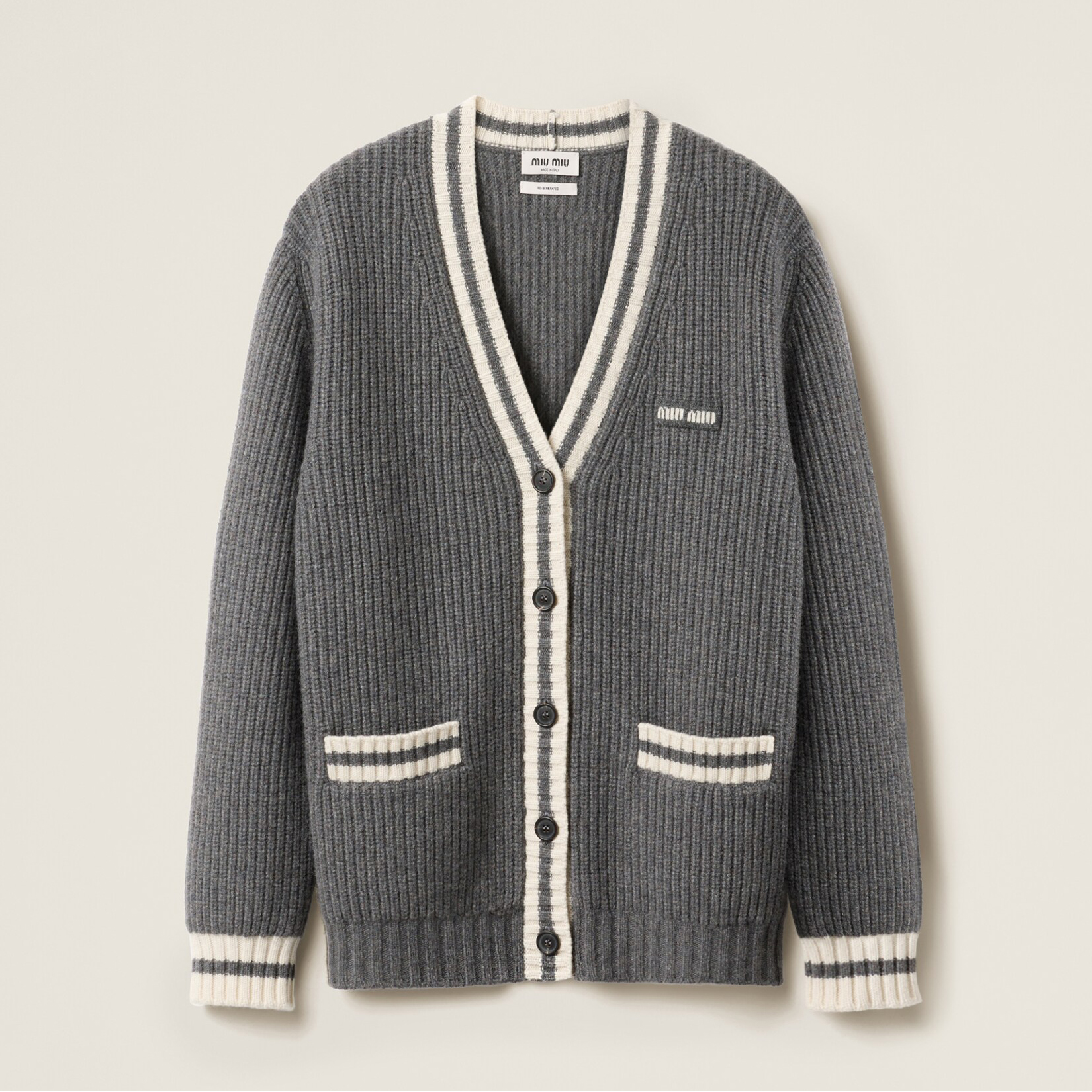 NIGO MiuMiu Women's Spring And Autumn Mesh Knit Color Blocking V-neck Single Breasted Long Sleeved Cashmere Cardigan Jacket #nigo75115